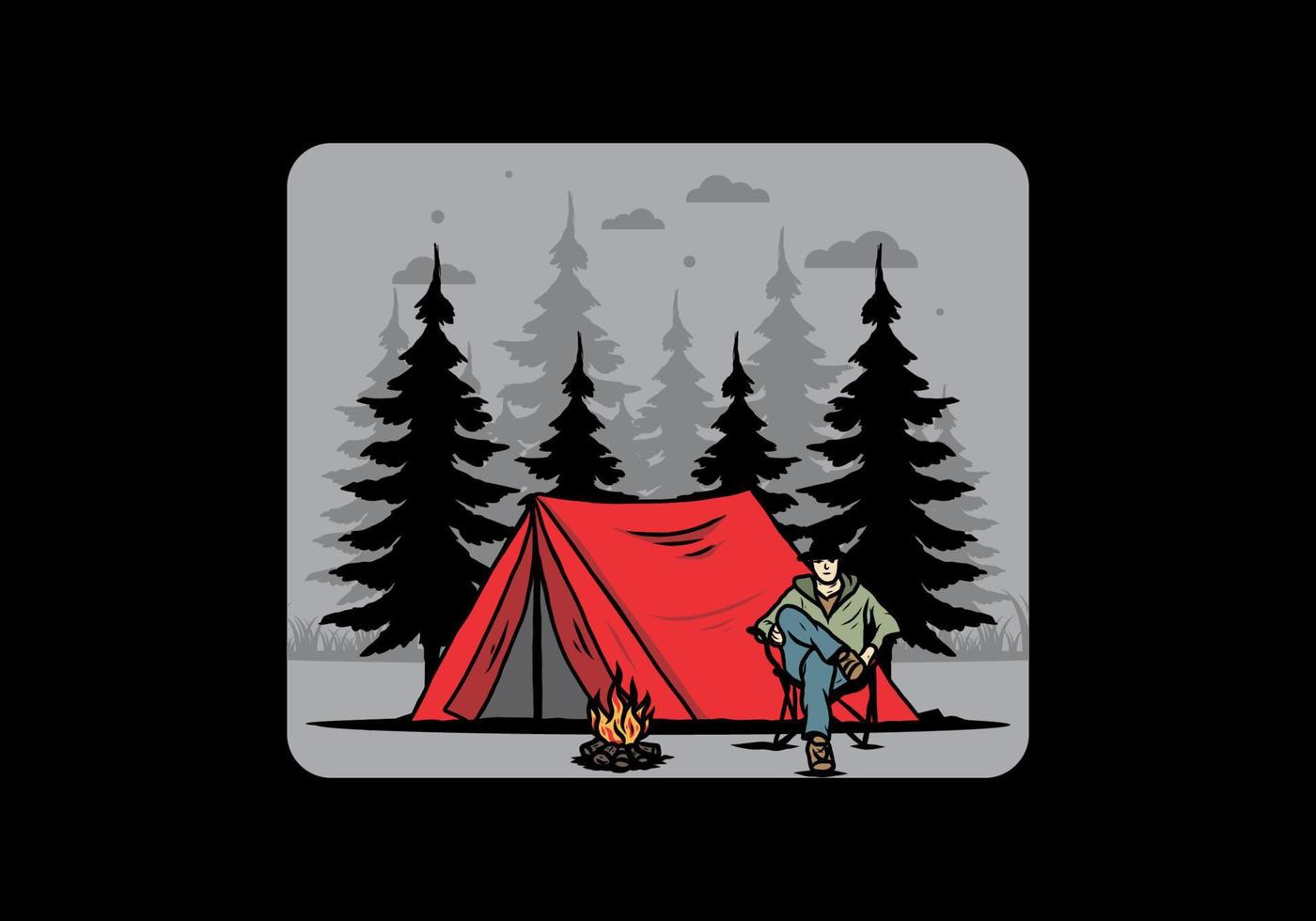 Relax in front of the tent illustration vector