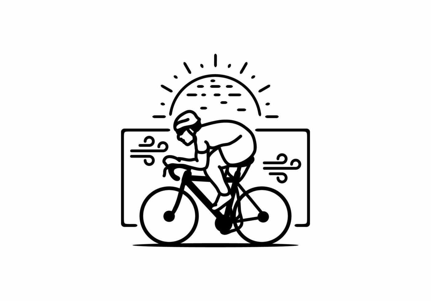 Man on road bike line art illustration vector