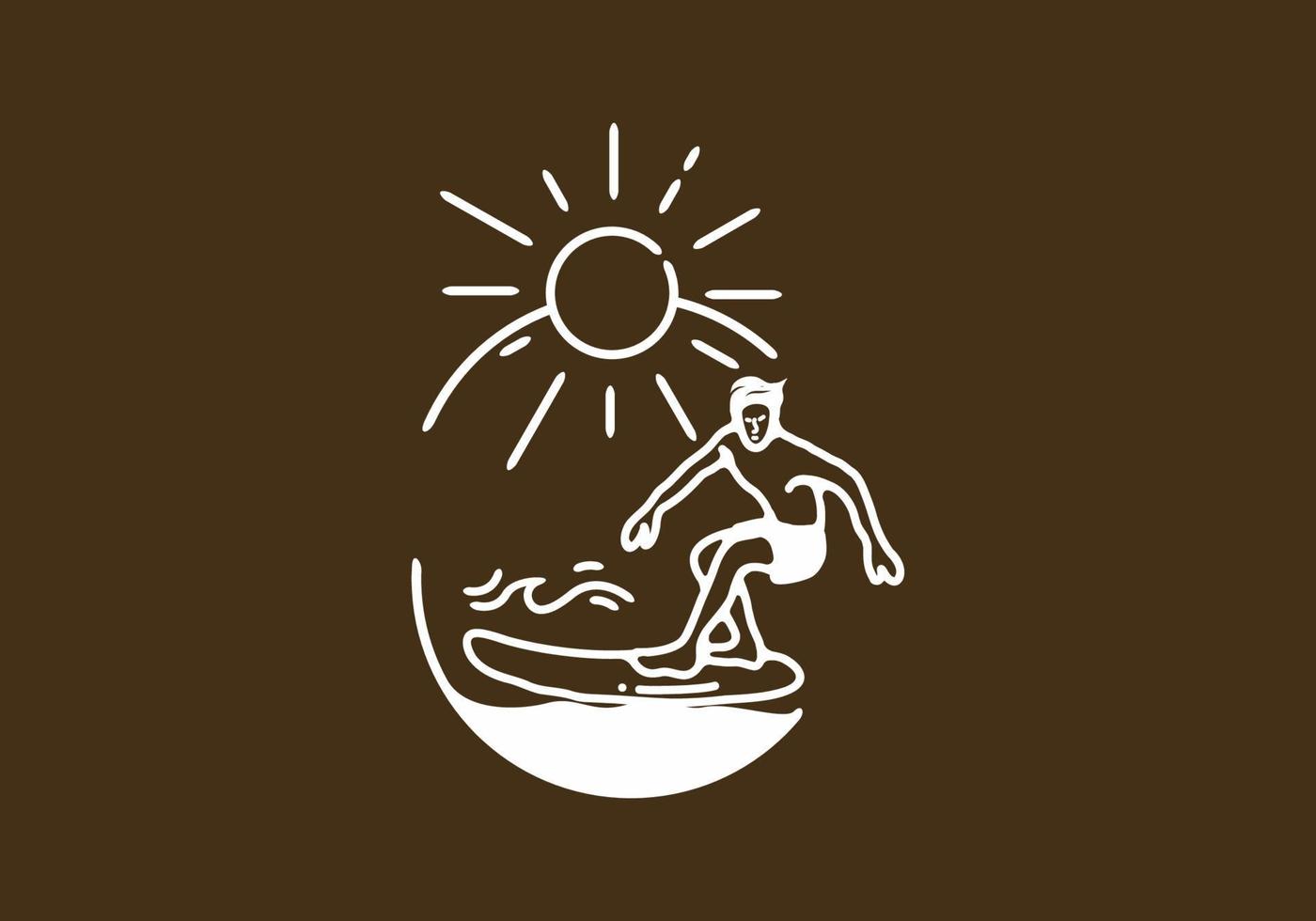 Man surfing line art illustration vector
