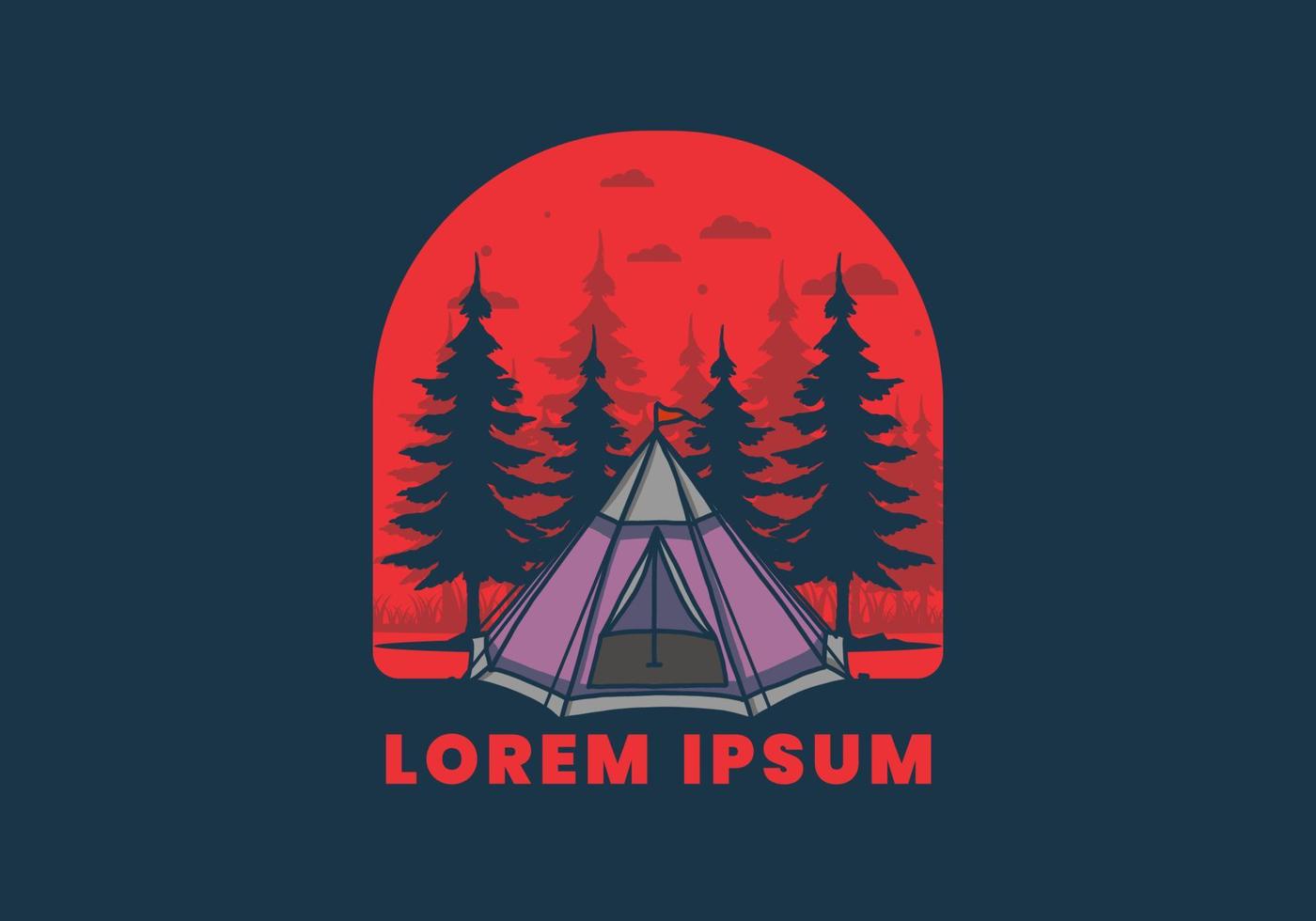 Cone tent and pine trees illustration vector
