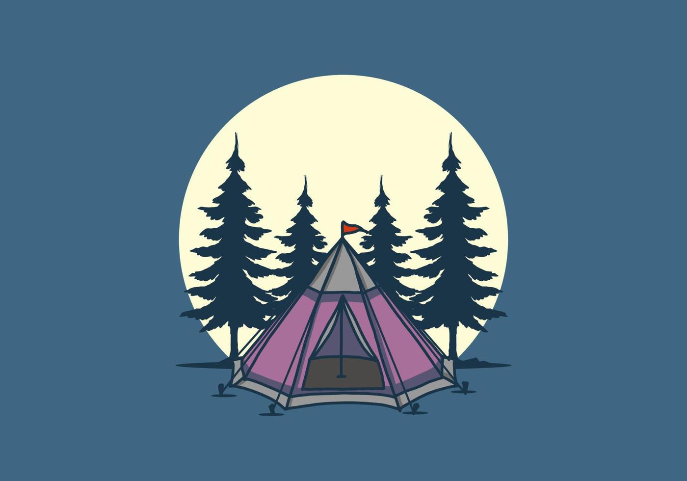 Cone tent and pine trees illustration vector