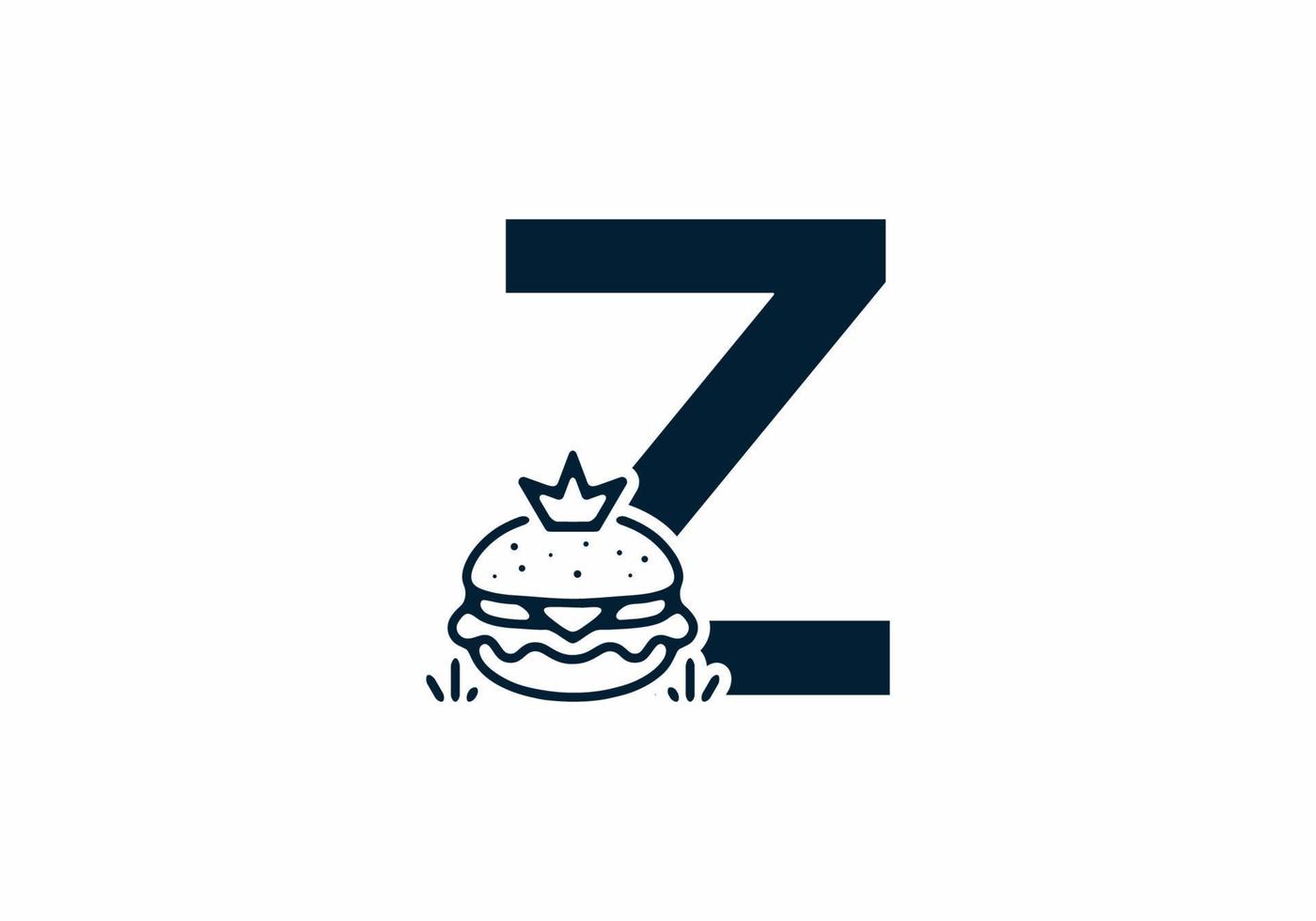 Merger shape of Z initial letter with burger and crown vector