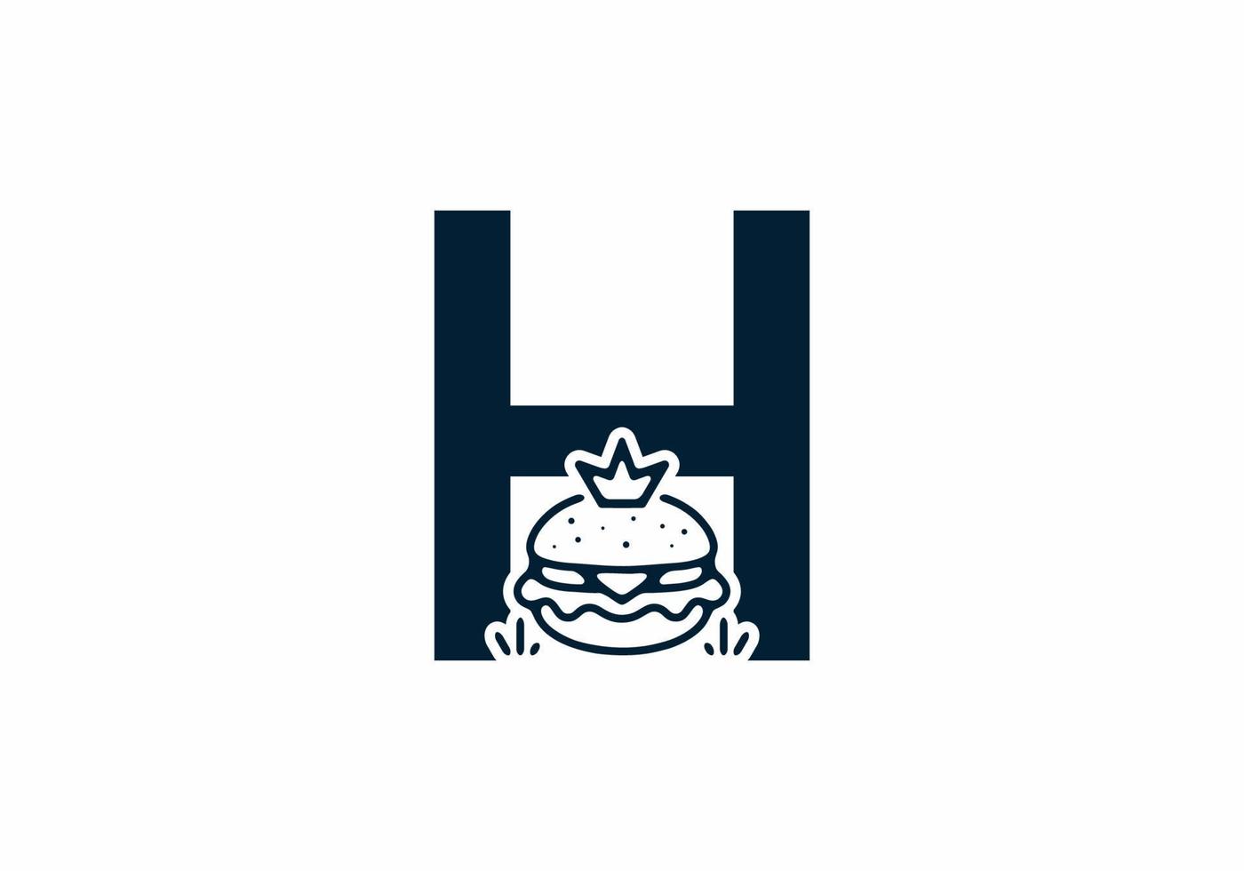 Merger shape of H initial letter with burger and crown vector