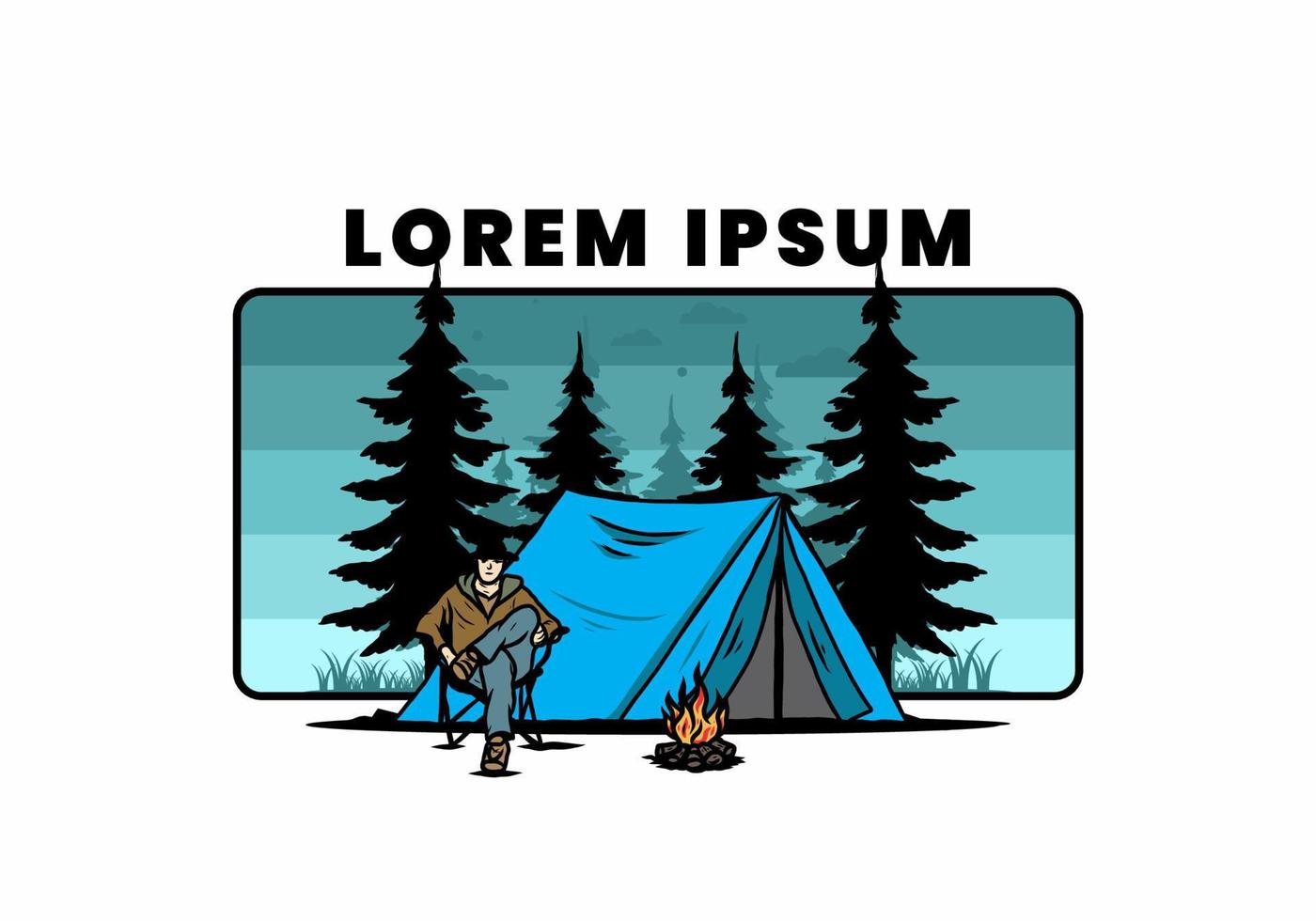Relax in front of the tent illustration vector