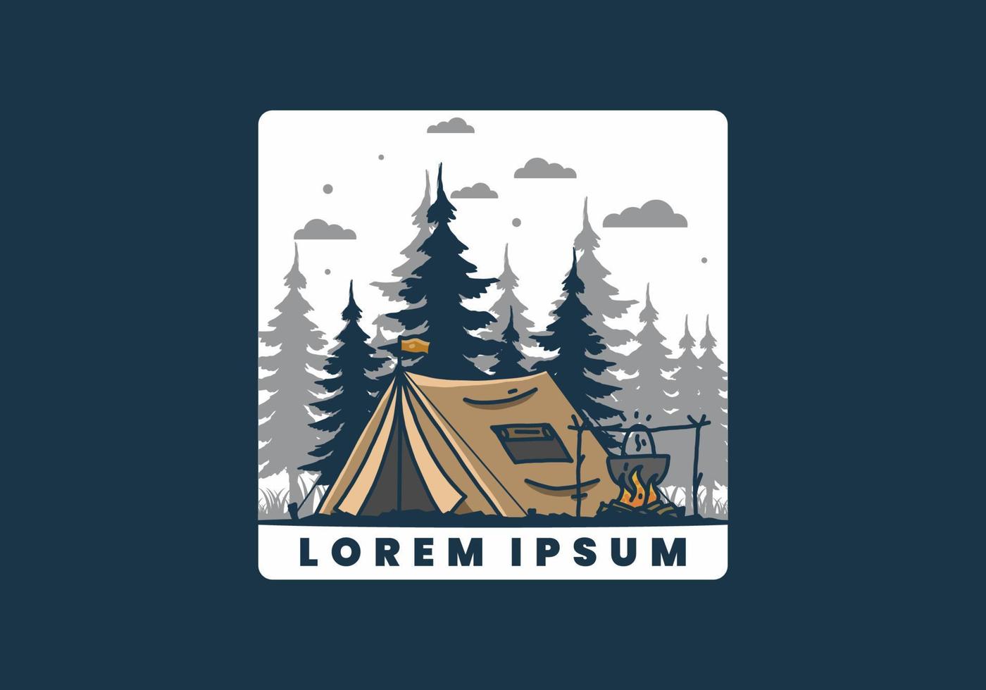 Camping and cooking in nature illustration vector