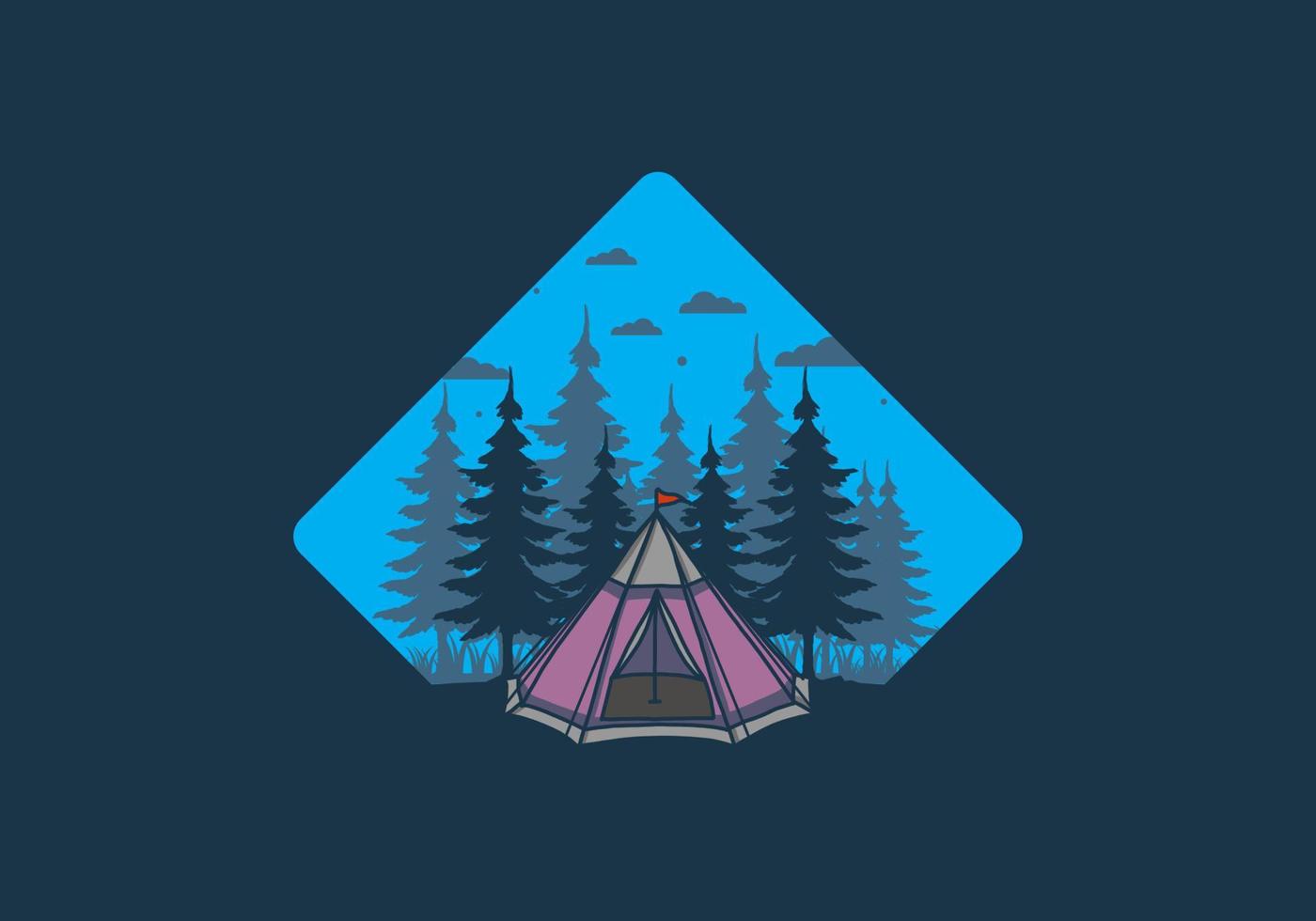 Cone tent and pine trees illustration vector