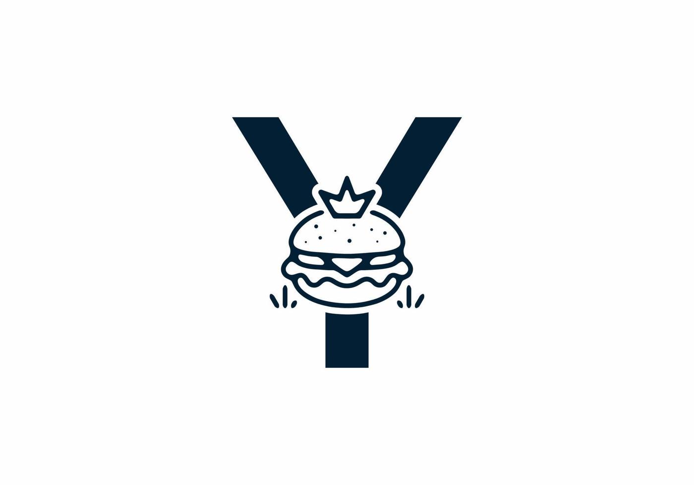 Merger shape of Y initial letter with burger and crown vector