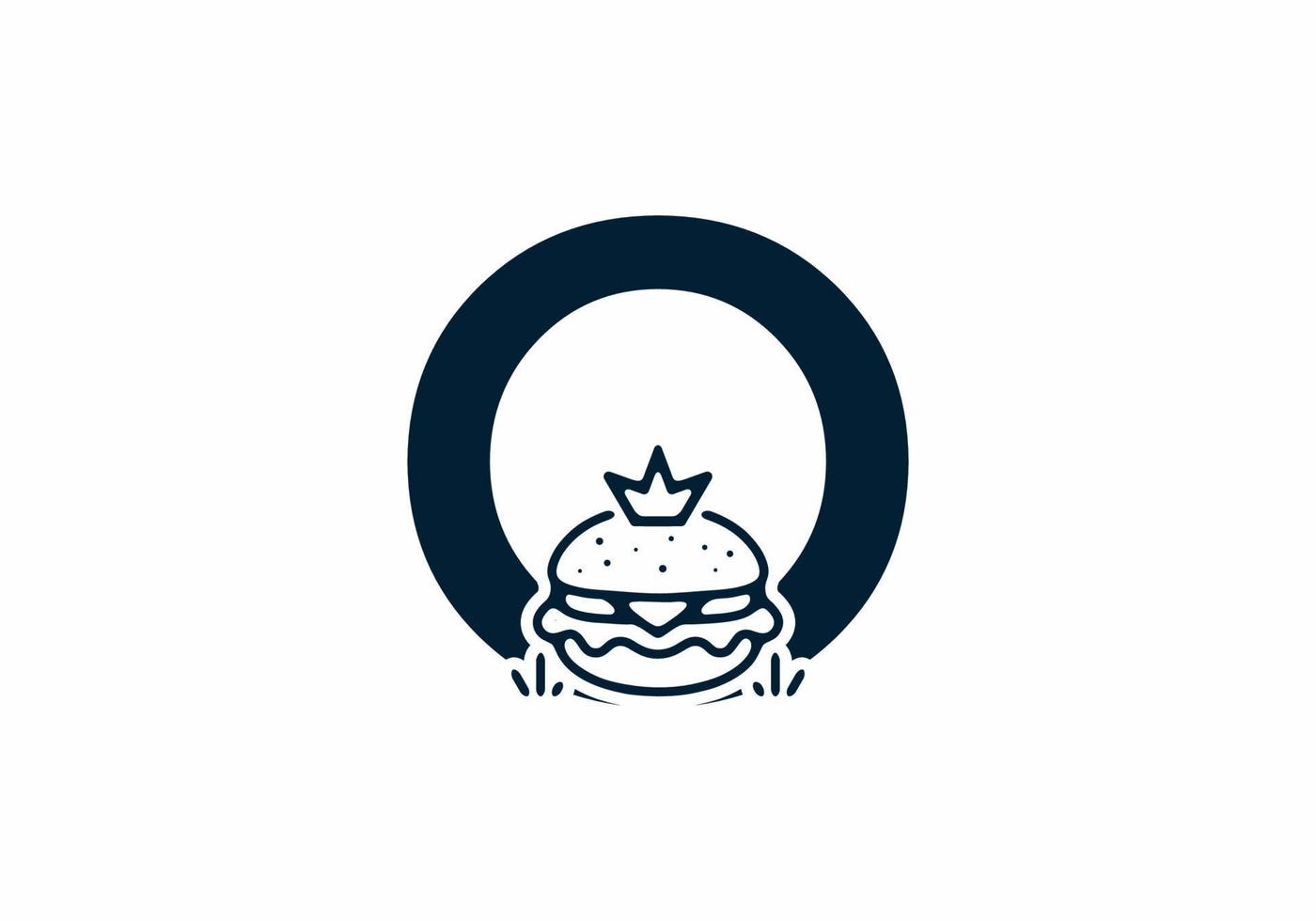 Merger shape of O initial letter with burger and crown vector