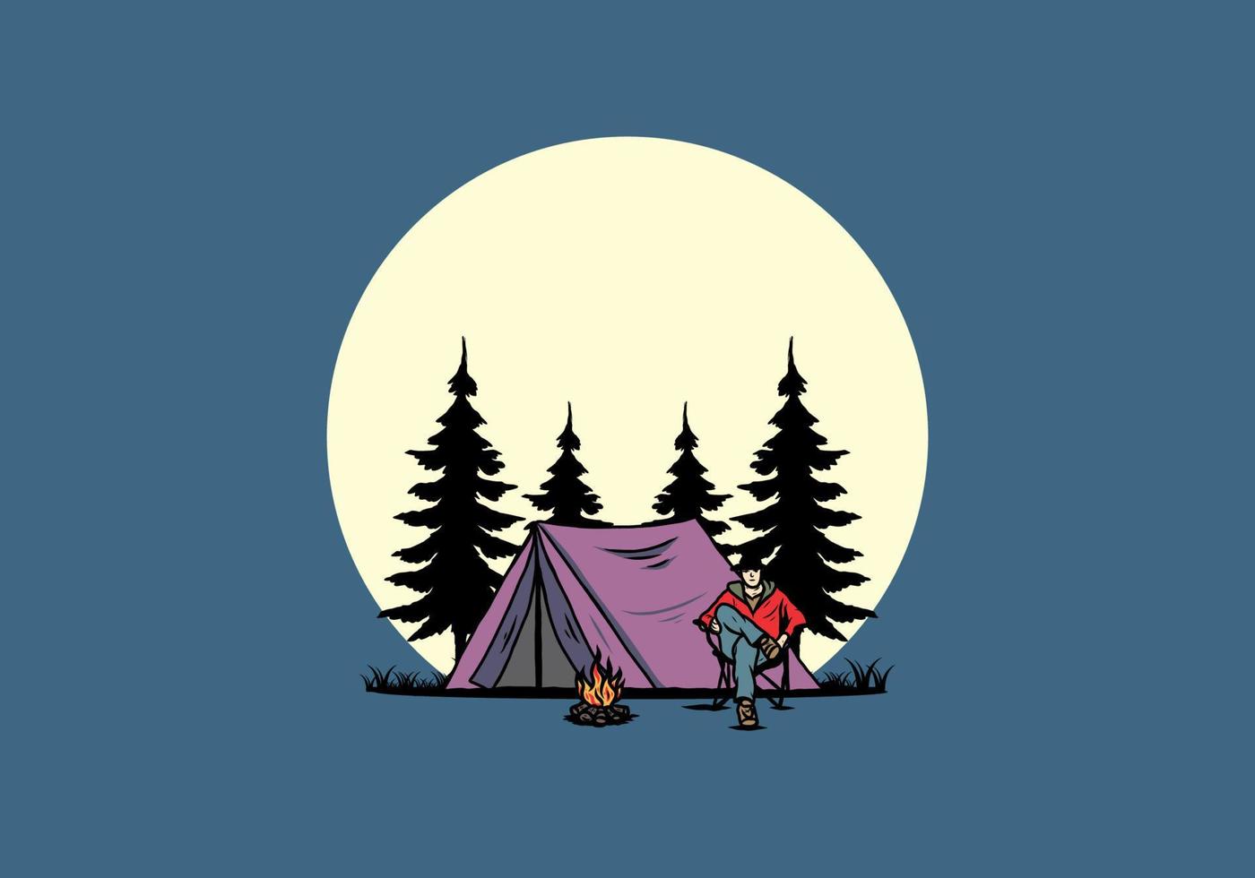 Relax in front of the tent illustration vector