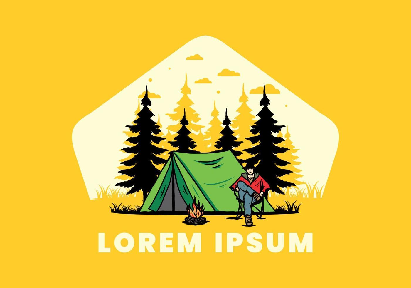 Relax in front of the tent illustration vector
