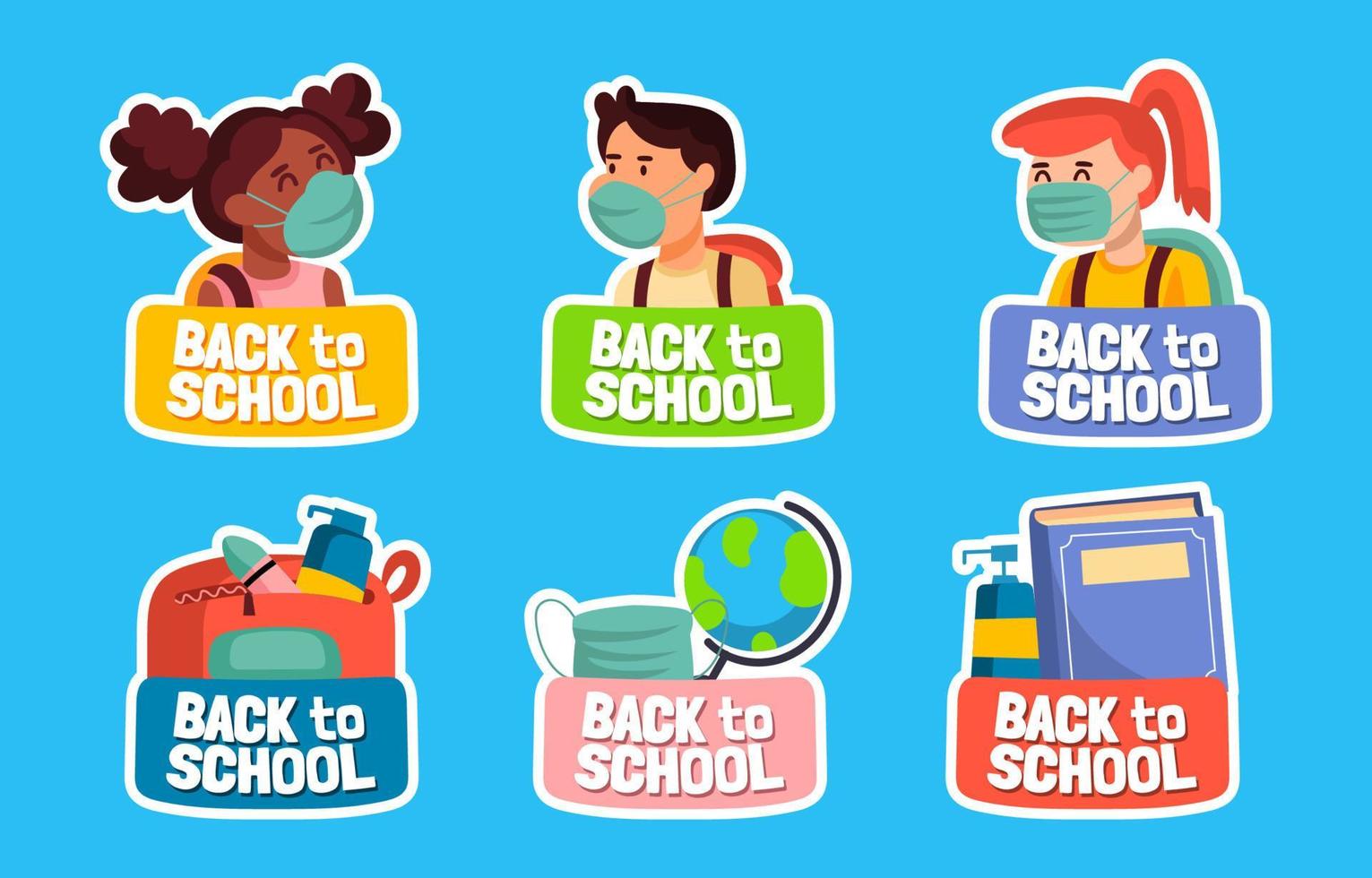 Set of New Normal Back to School Stickers vector