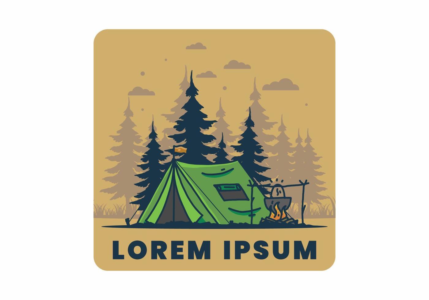 Camping and cooking in nature illustration vector