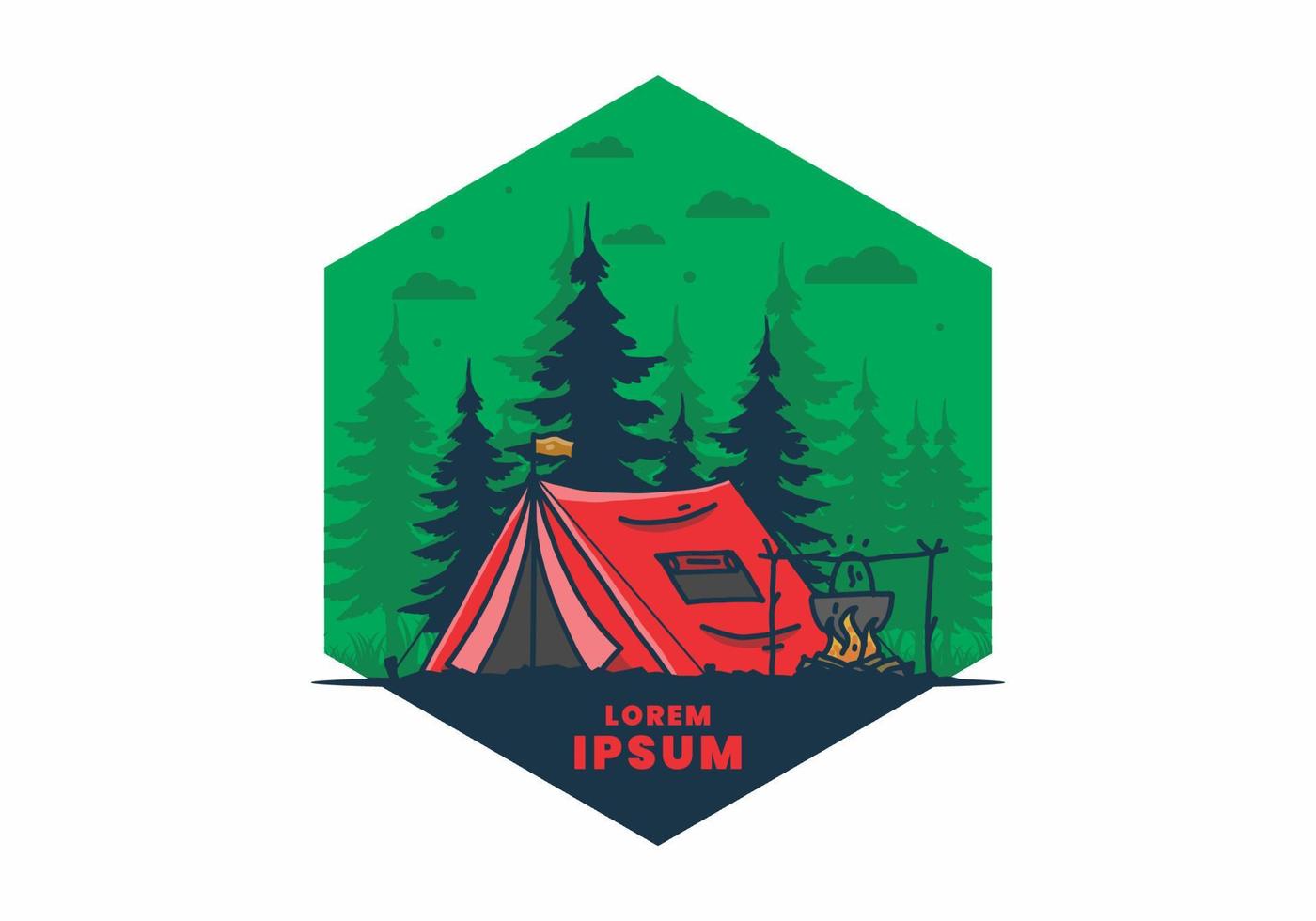 Camping and cooking in nature illustration vector