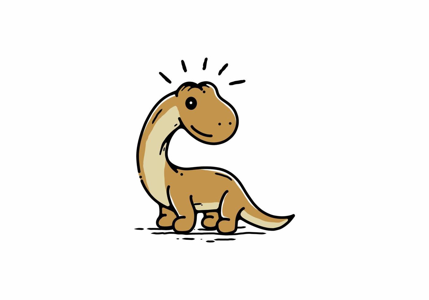 Little cute titanosaur dinosaur illustration vector