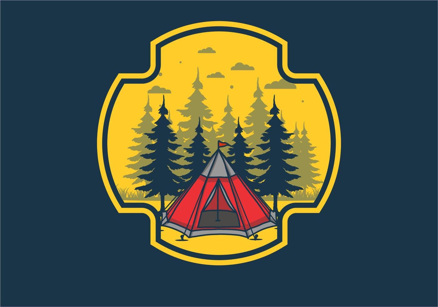 Cone tent and pine trees illustration vector