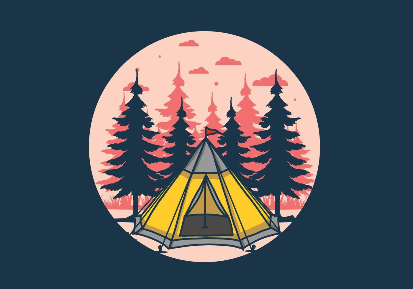 carpa cónica y pinos ilustración vector