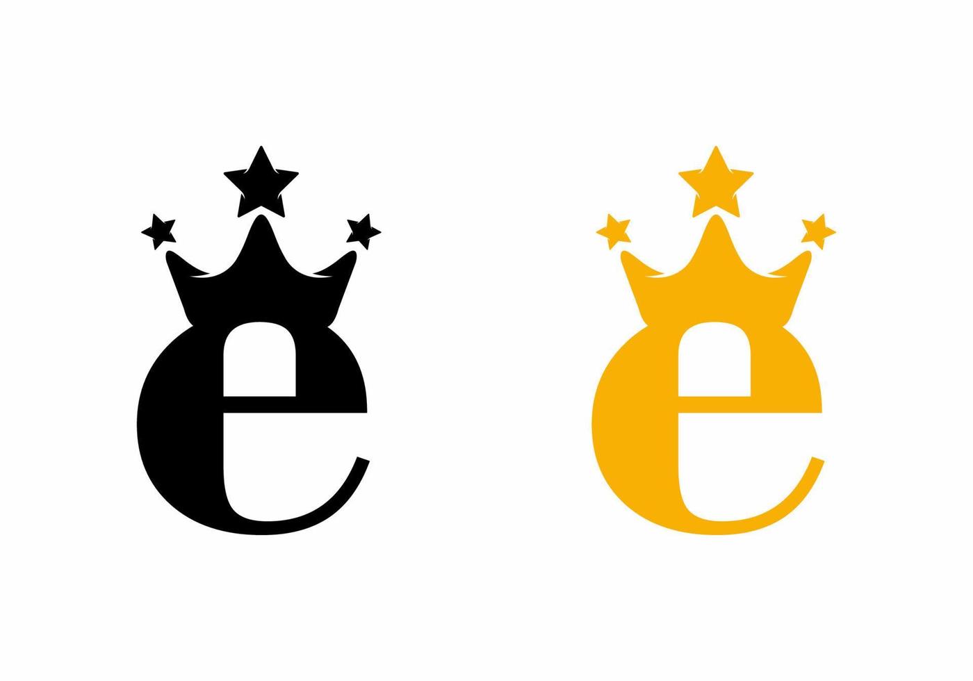 minúscula de e letra inicial logo negro y dorado vector