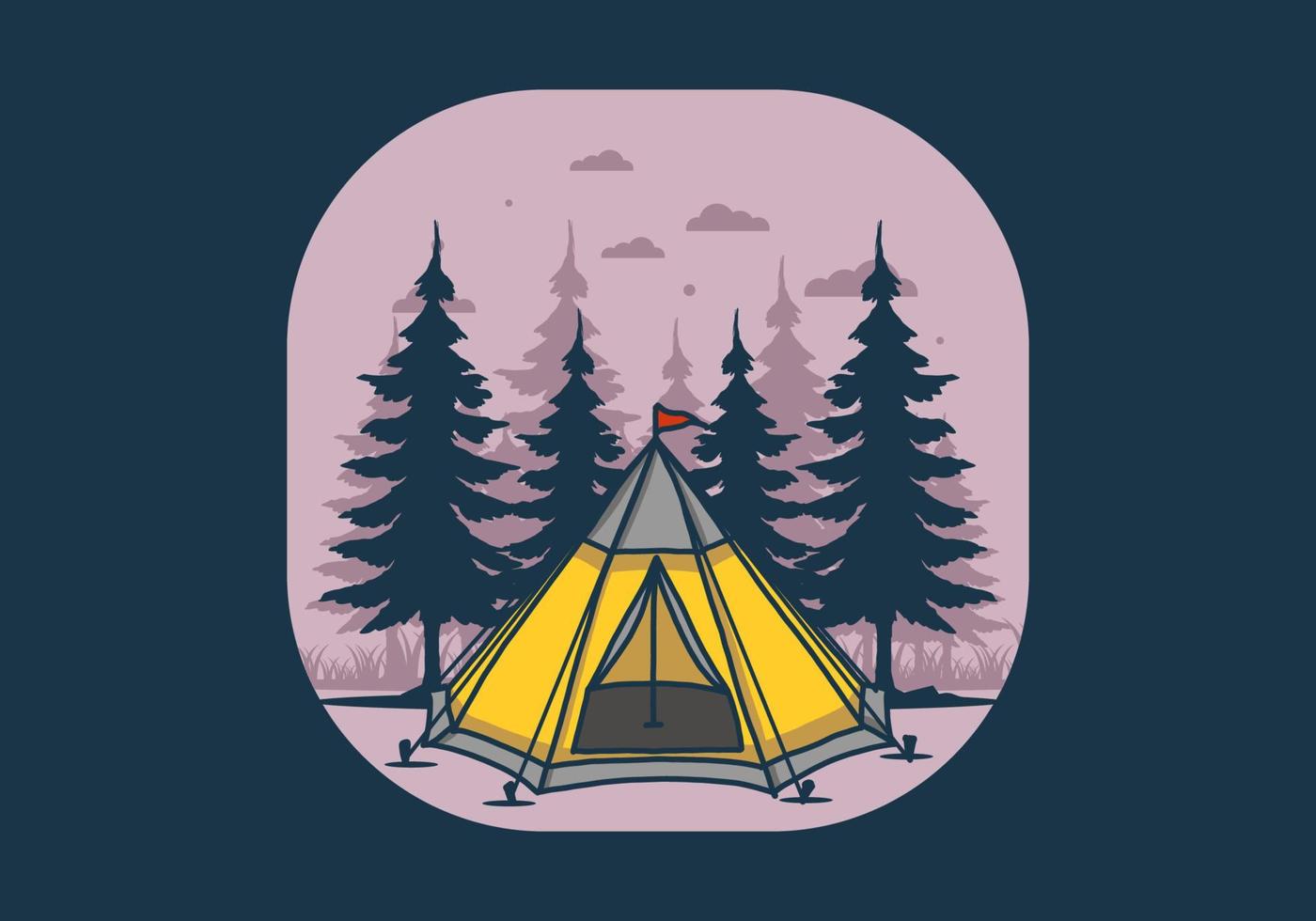 Cone tent and pine trees illustration vector