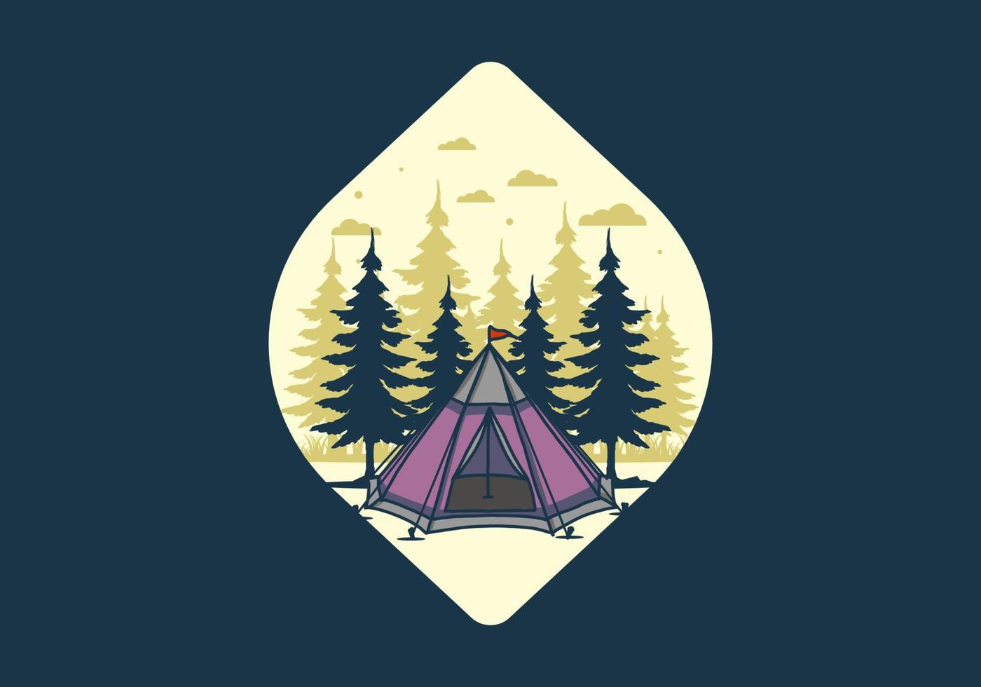 Cone tent and pine trees illustration vector