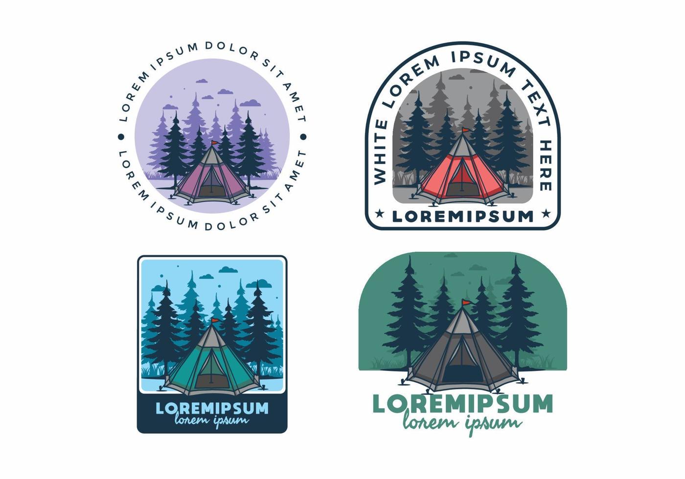 Cone tent and pine trees illustration vector