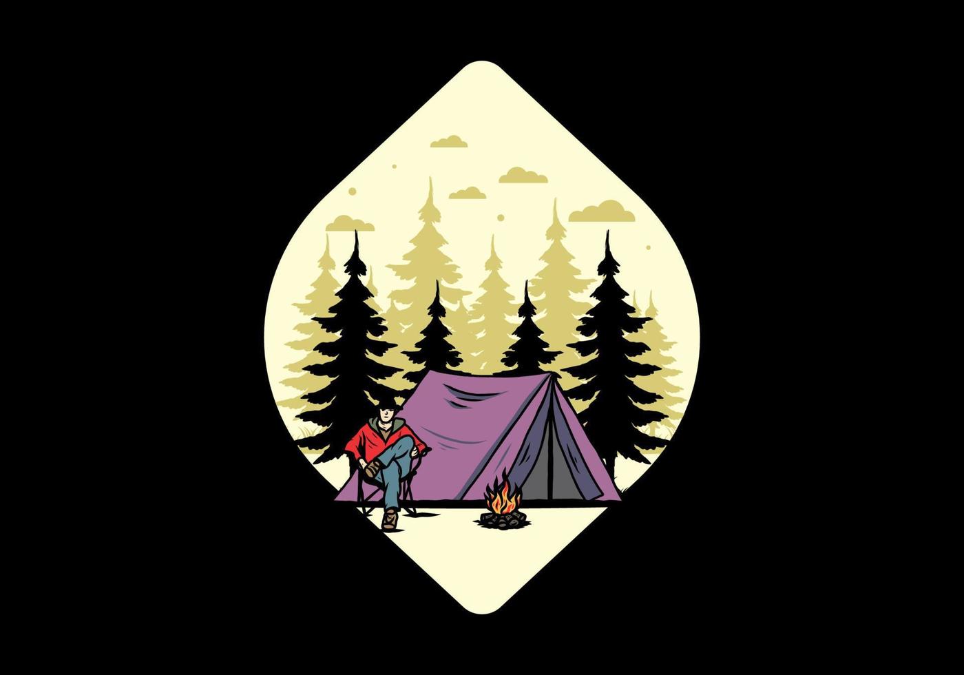 Relax in front of the tent illustration vector