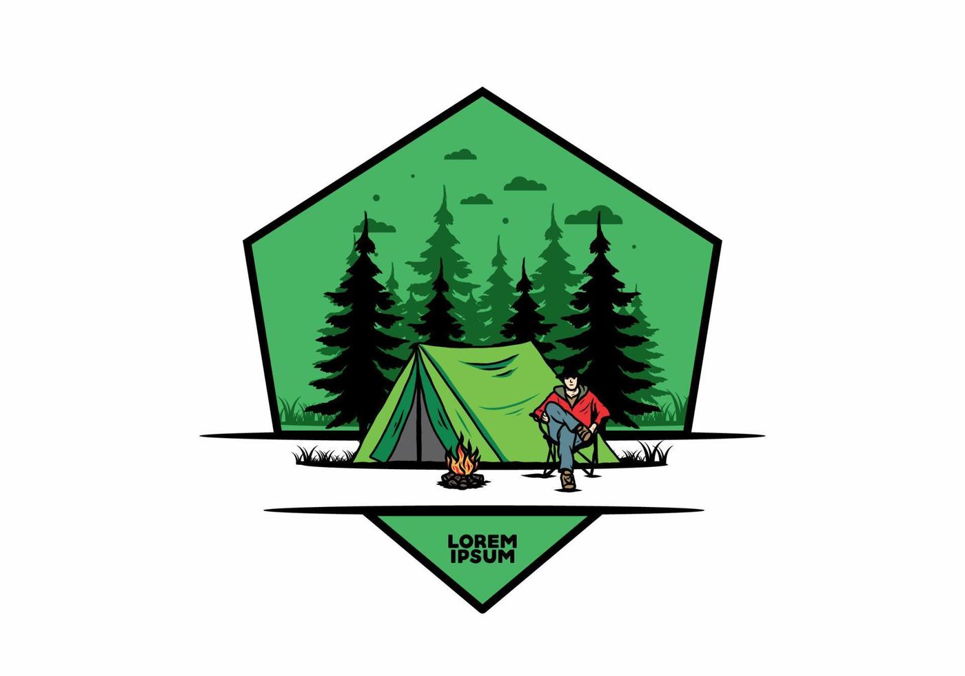 Relax in front of the tent illustration vector