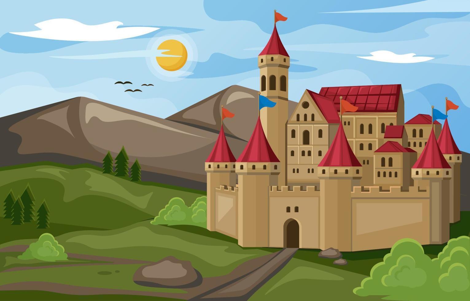 vista del paisaje de los reinos medievales vector