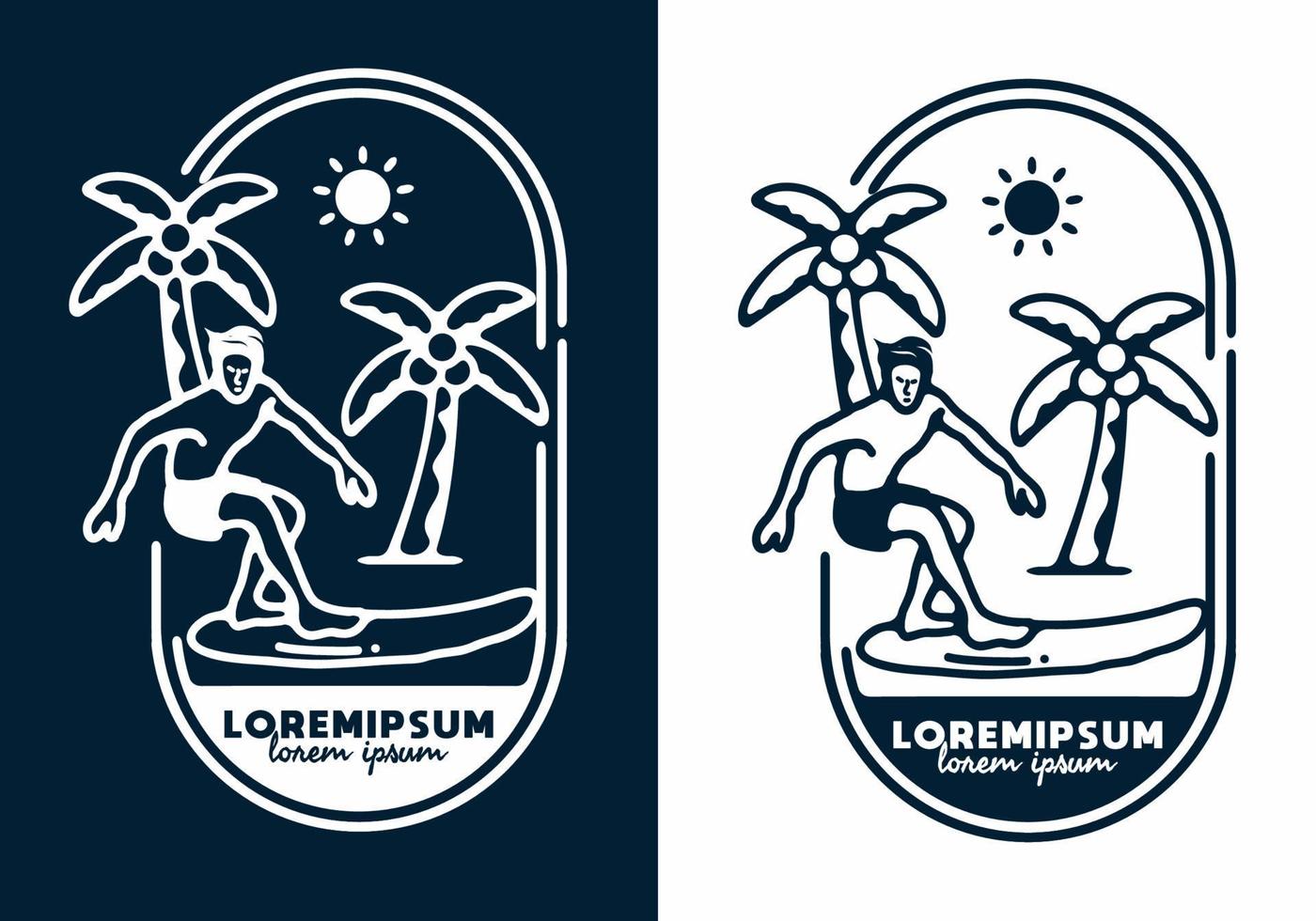 Man surfing line art illustration vector