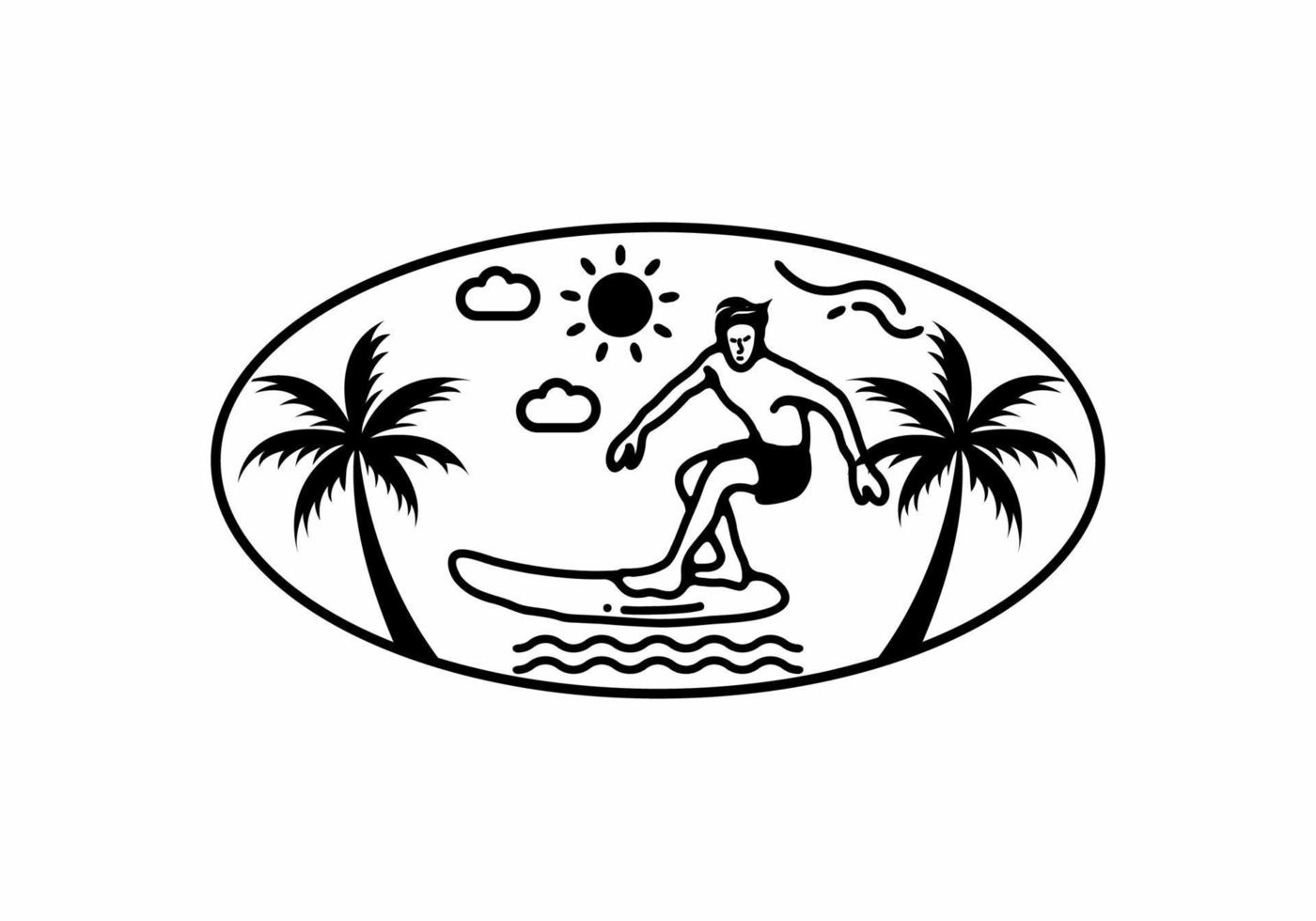 Man surfing line art illustration vector