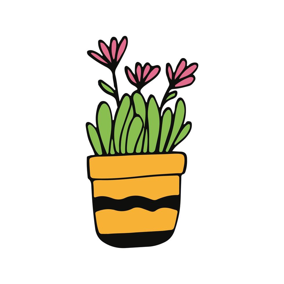 chamomile in a pot icon hand drawn. , minimalism, scandinavian, doodle, cartoon sticker plant flower vector
