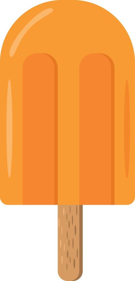 helado en un palo de estilo plano. sorbete de frutas, color naranja brillante vector