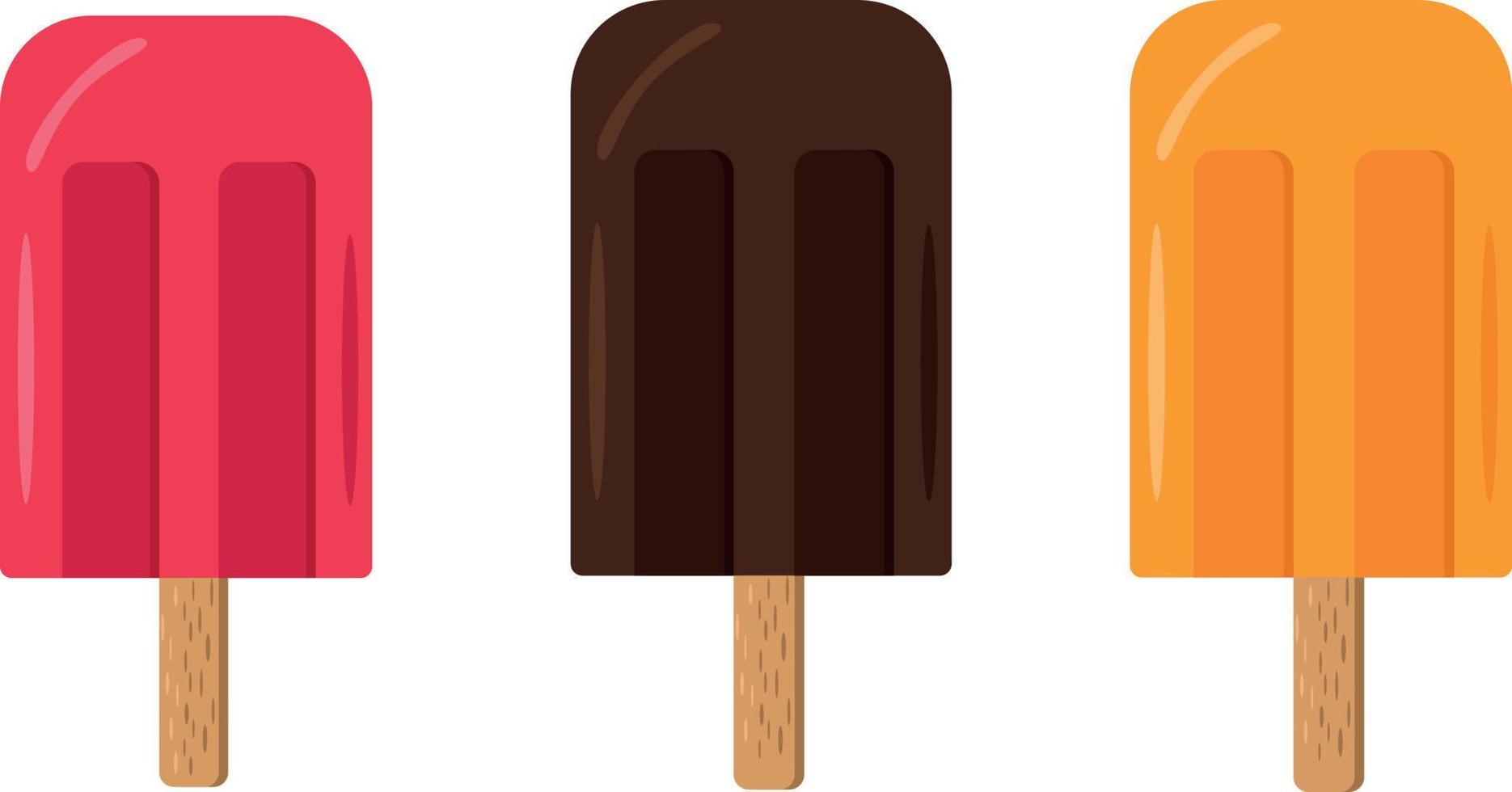 helado en un palo de estilo plano. conjunto de elementos vector