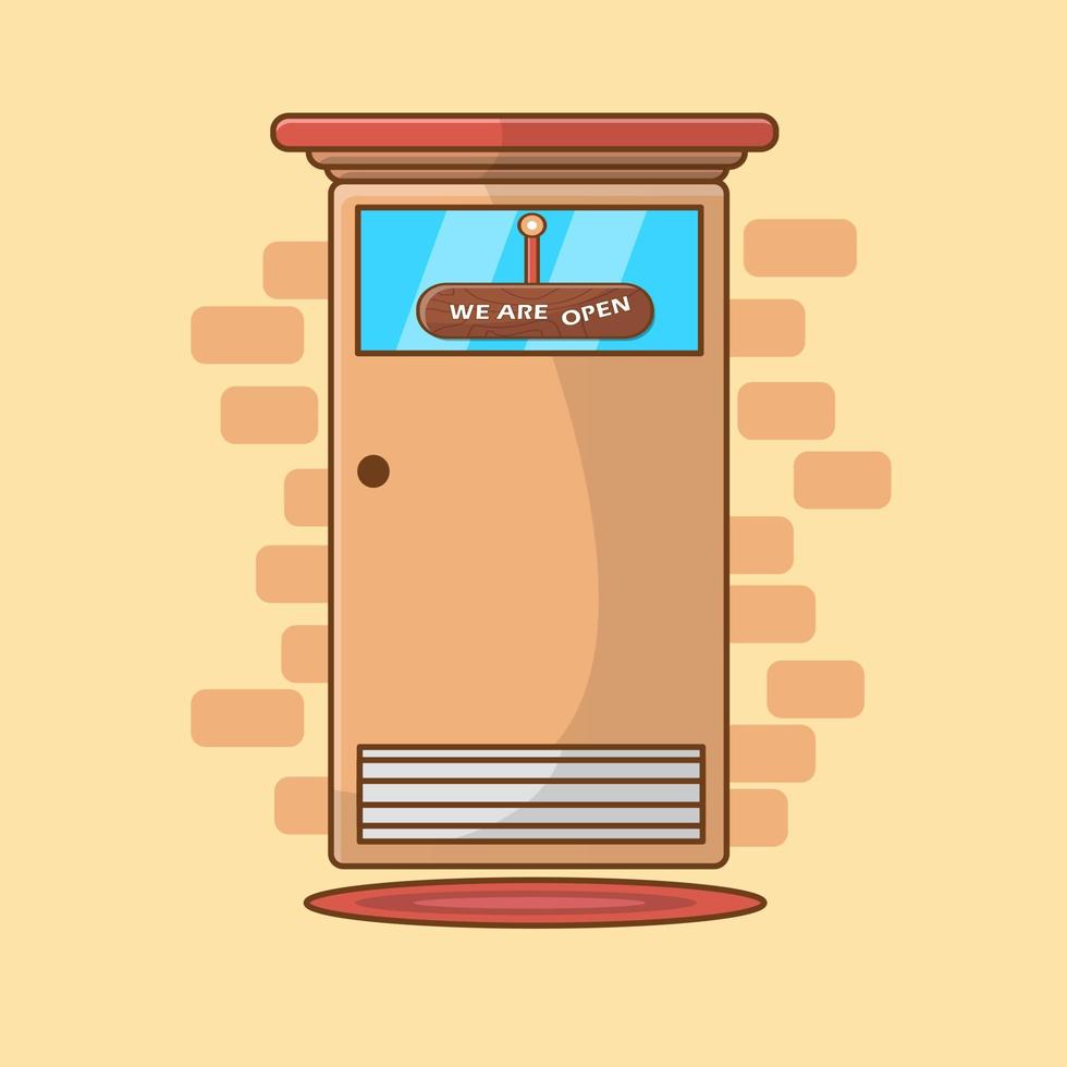 Open sign at the door Vector illustration in flat style design isolated on white background