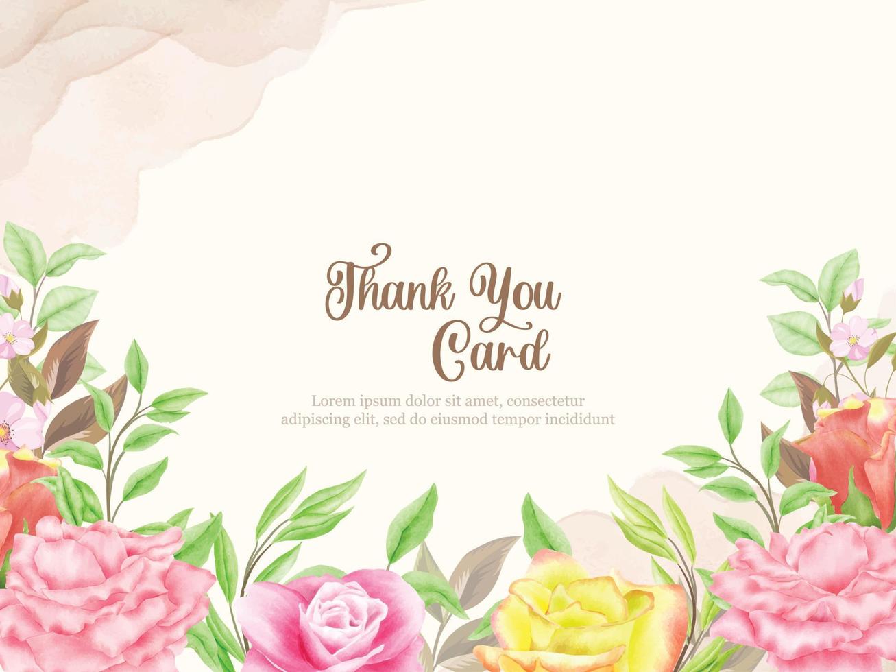 plantilla de vector floral de tarjeta de agradecimiento