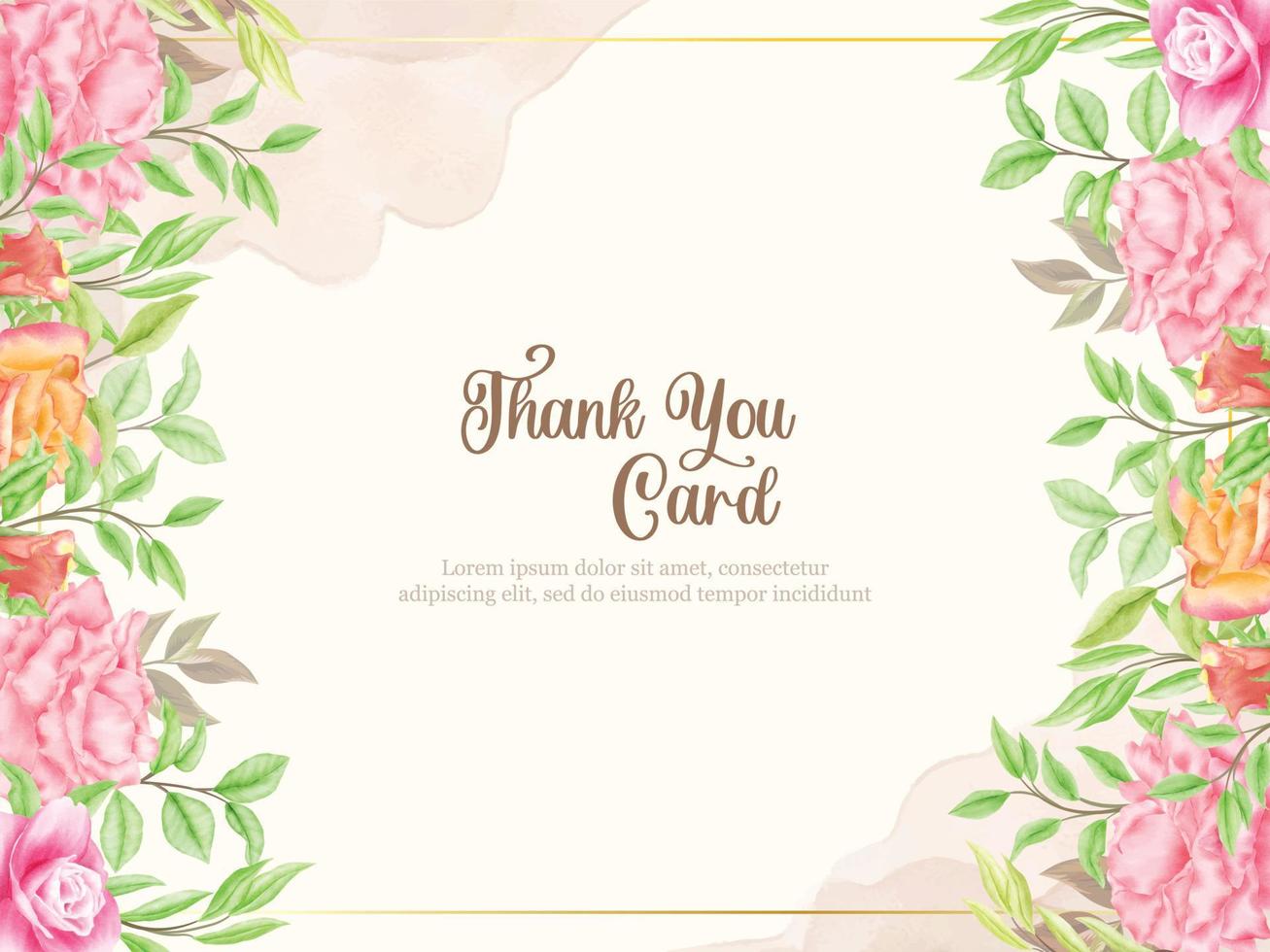 Thankyou Card Floral Vector Template