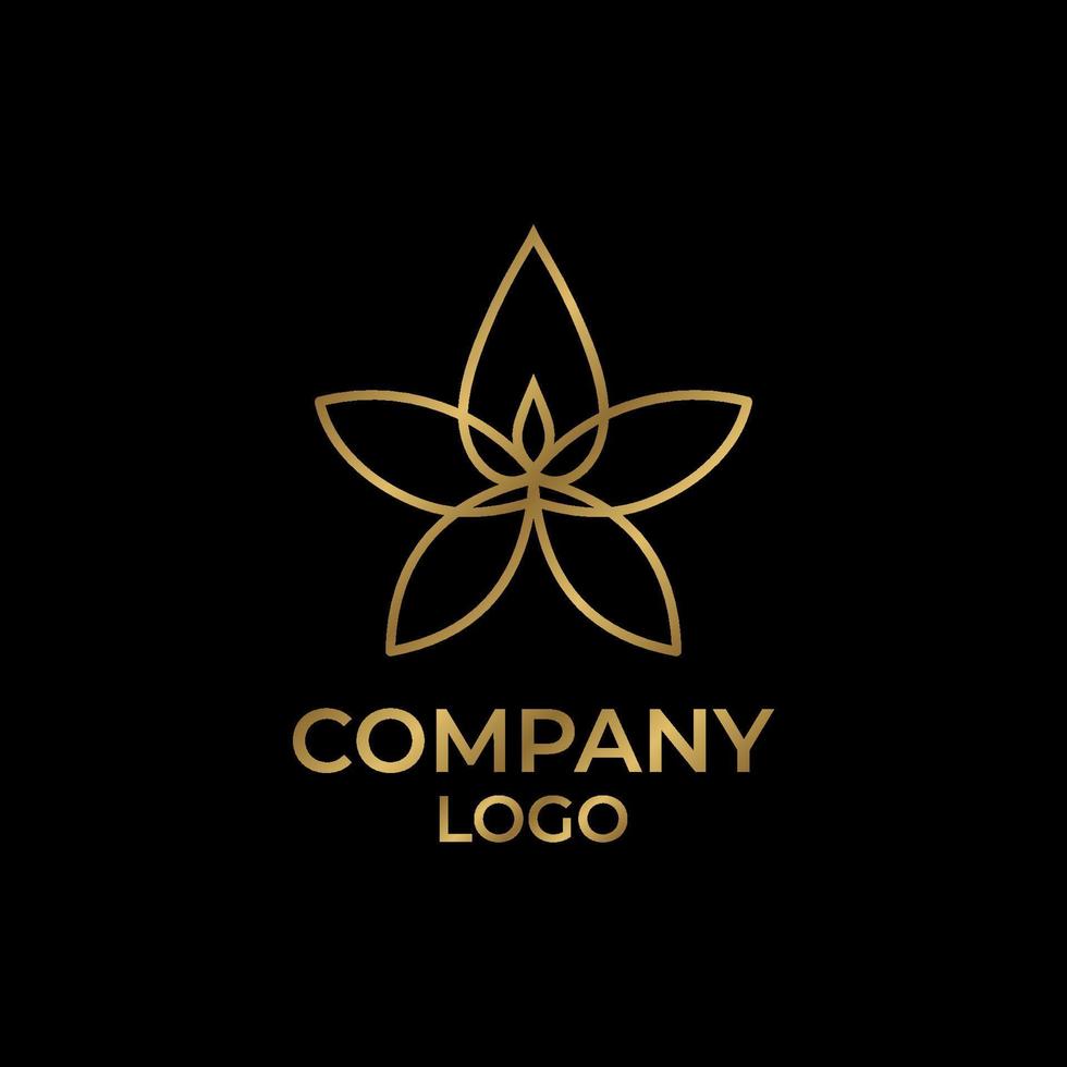 elemento de diseño de logotipo de vector de hoja y estrella natural de oro