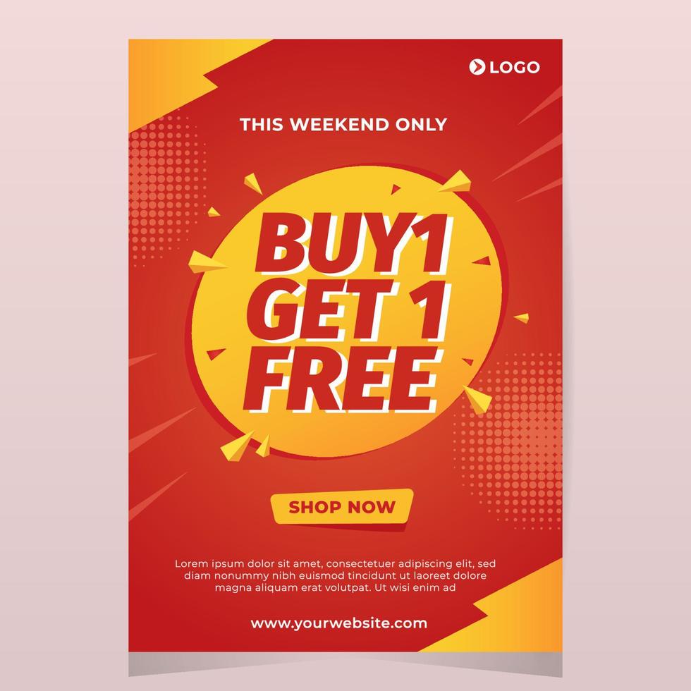 Buy 1 Get 1 Free Poster Template vector