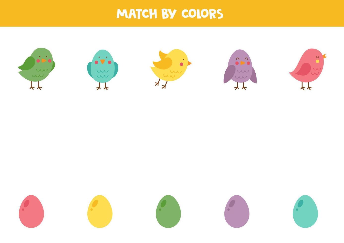 juego de combinación de colores para niños en edad preescolar. unir pájaros  y huevos por colores. 7403927 Vector en Vecteezy
