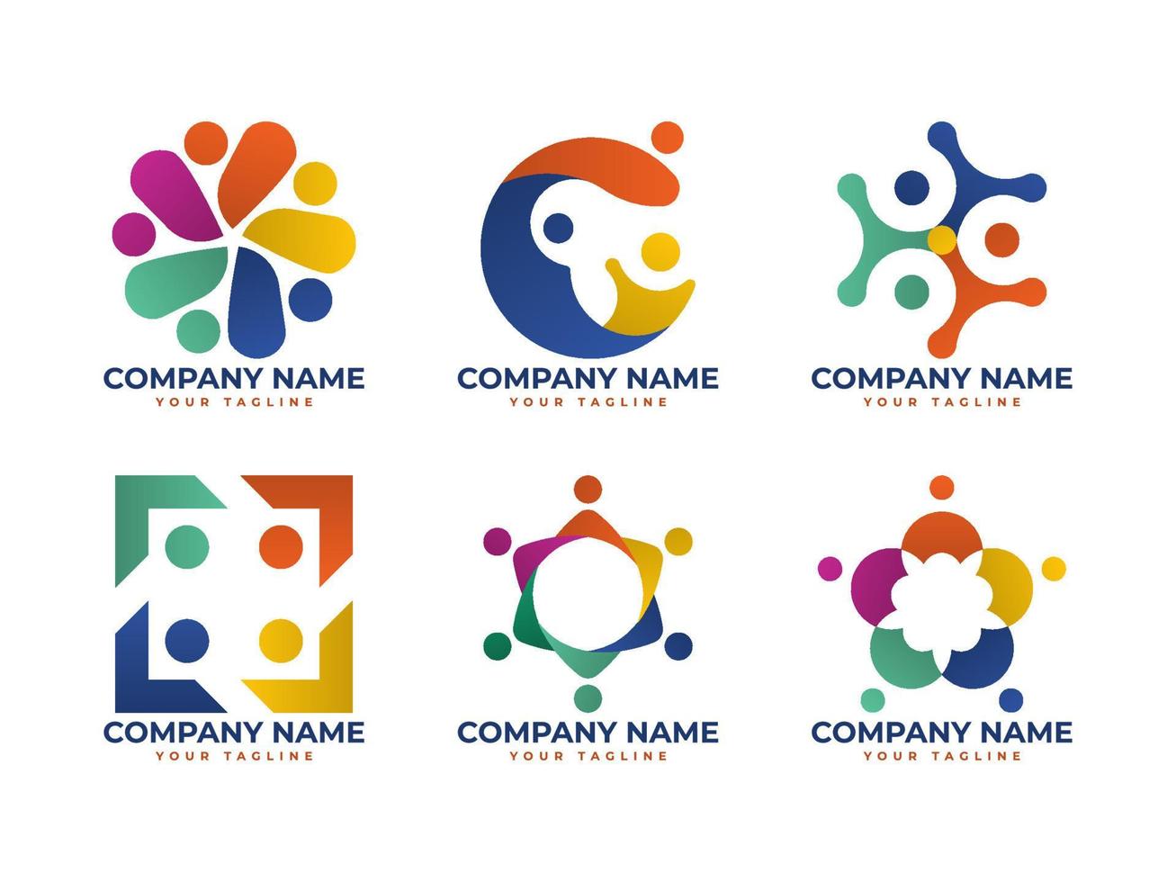 conjunto de logotipos de colaboración empresarial vector