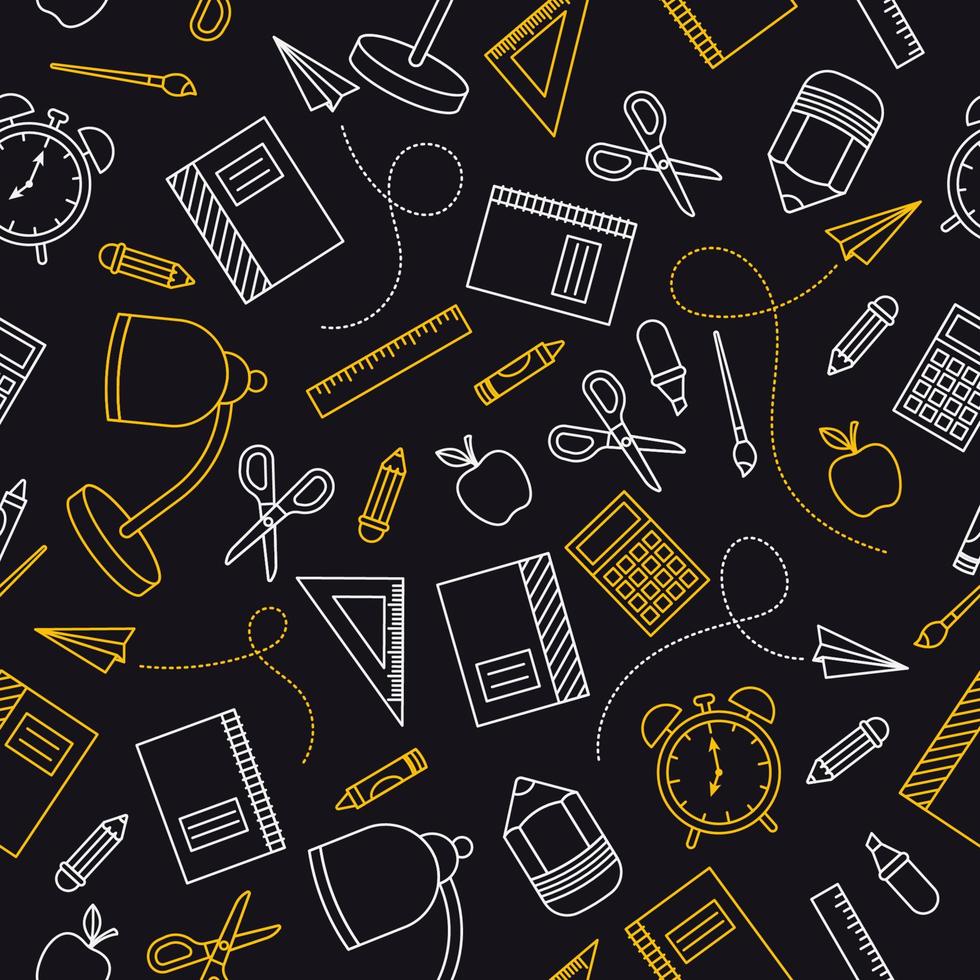 School Supplies Seamless Pattern Background vector