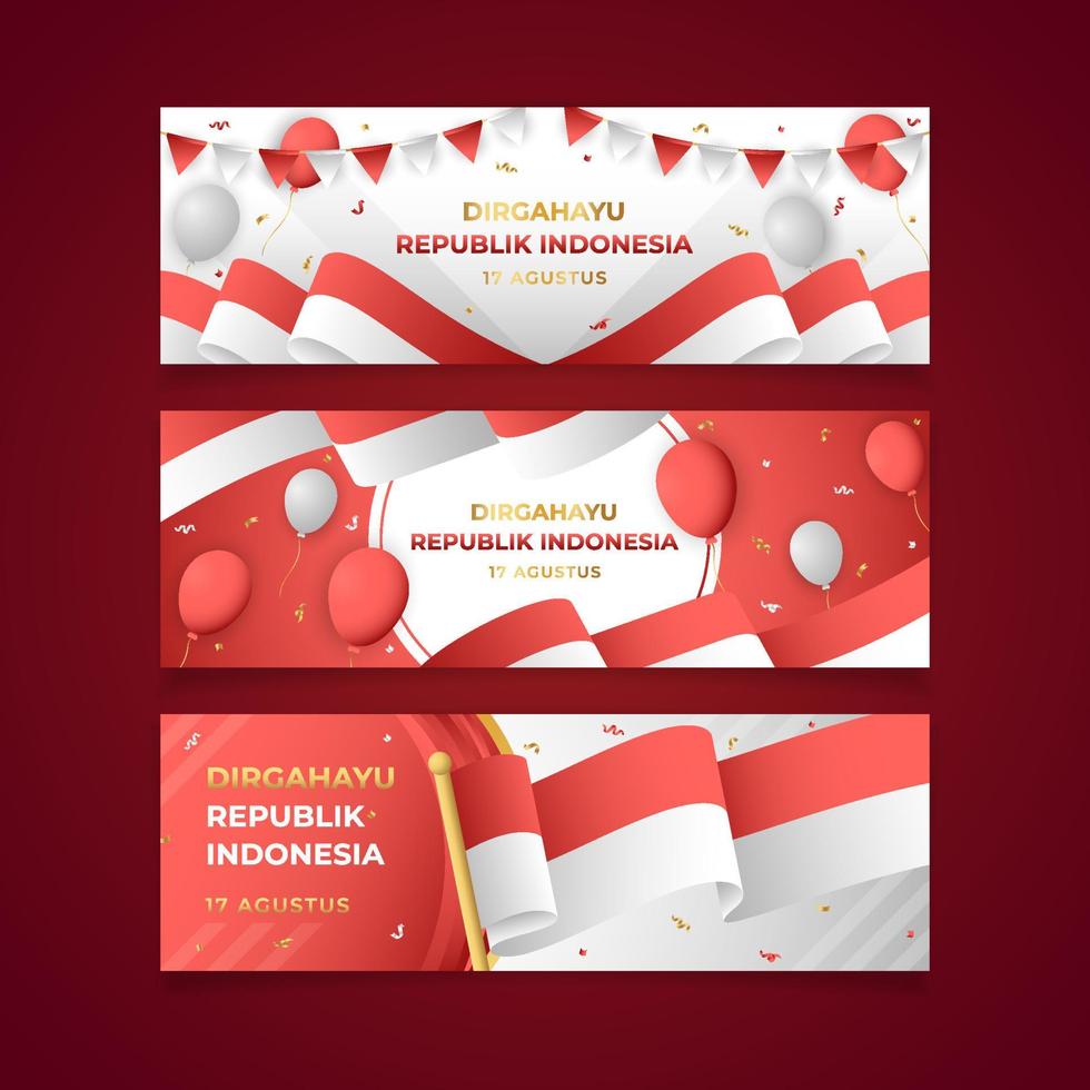 Indonesia Independence Day Banner Set Template vector