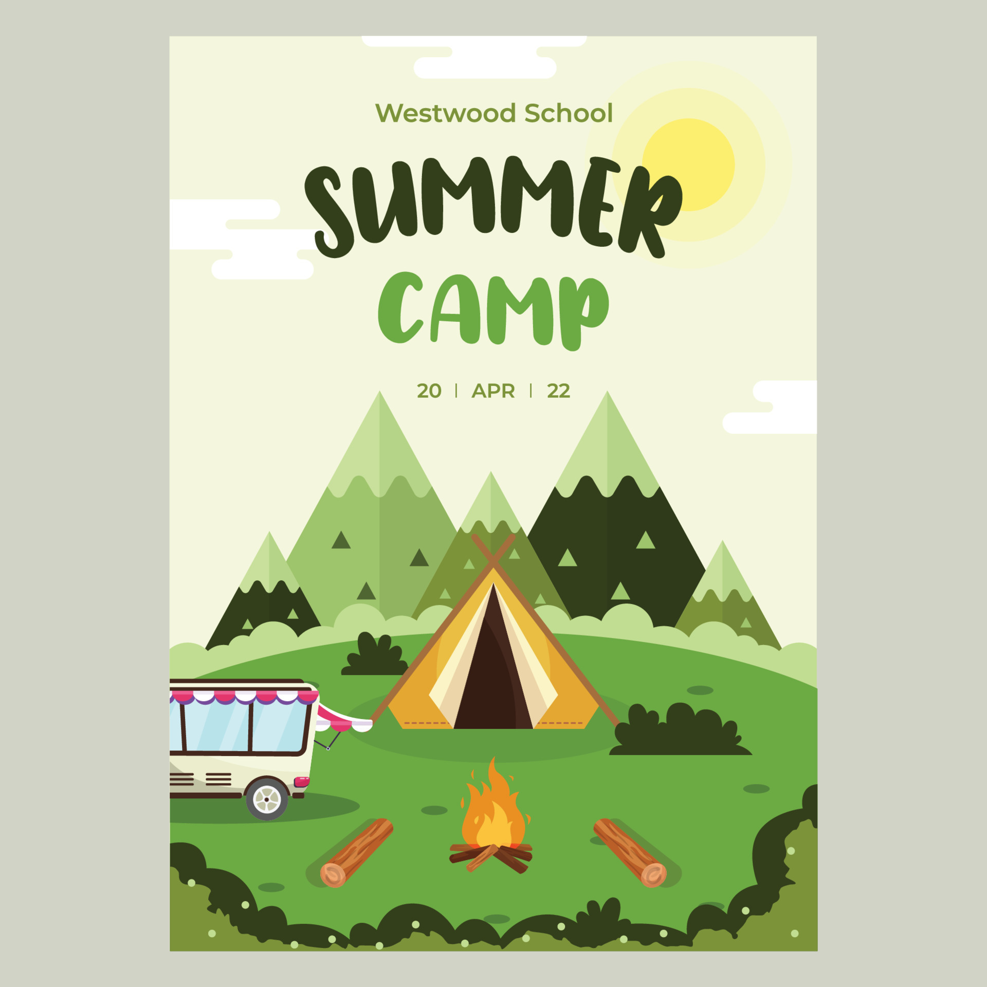 Camping Poster Vector Art, Icons, and Graphics for Free Download