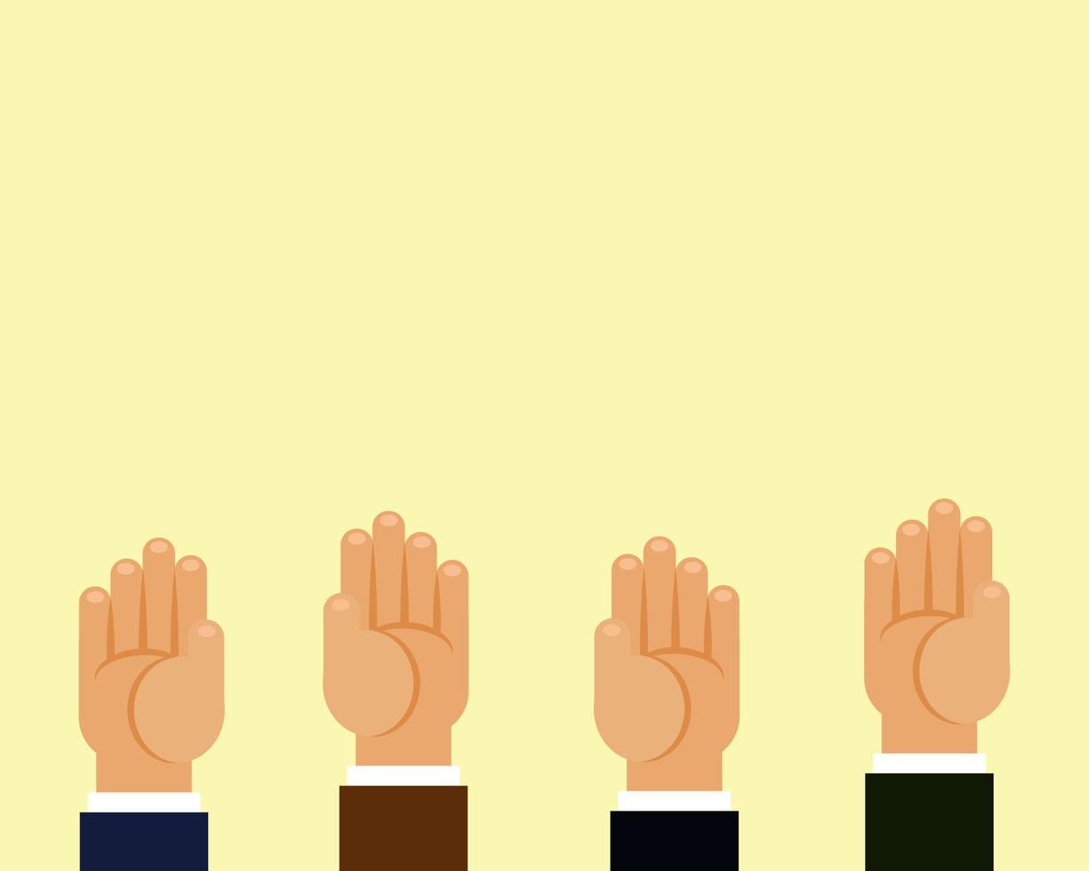 Many raised hands, vote concept. Cartoon vector style for your design