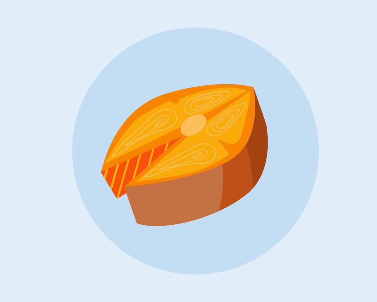 Piece of salmon. Cartoon vector style for your design.