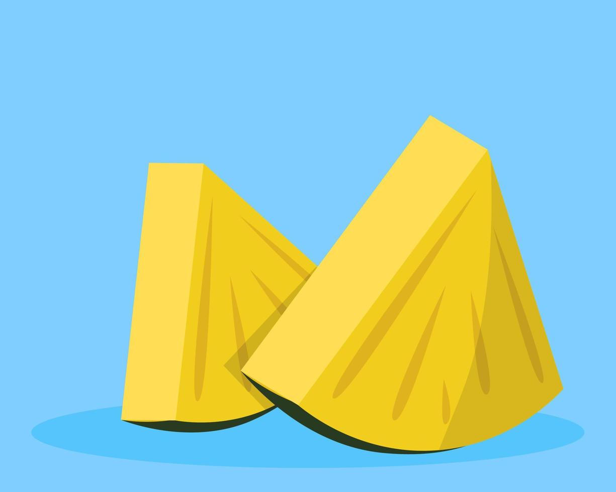 Two pieces of juicy pineapple. Cartoon vector style for your design.