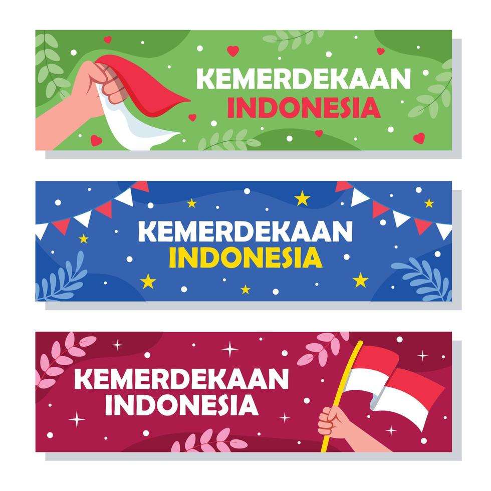 Kemerdekaan Indonesia Cartoon Concept Banner vector