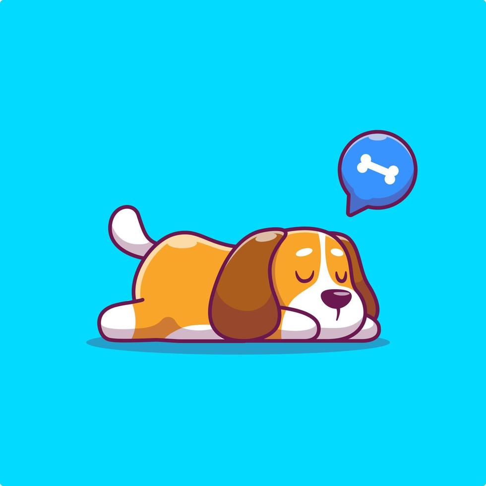 lindo perro durmiendo dibujos animados vector icono ilustración. concepto de icono de amor animal vector premium aislado. estilo de dibujos animados plana