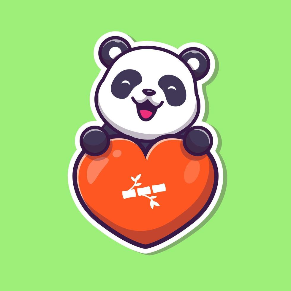 Panda Love Cartoon Vector Icon Illustration. Animal Love Icon Concept Isolated Premium Vector. Flat Cartoon Style