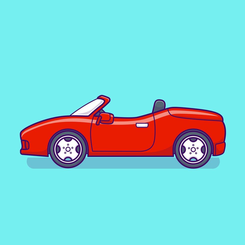 Ilustración de icono de vector de dibujos animados de coche deportivo. concepto de icono de objeto de transporte vector premium aislado. estilo de dibujos animados plana