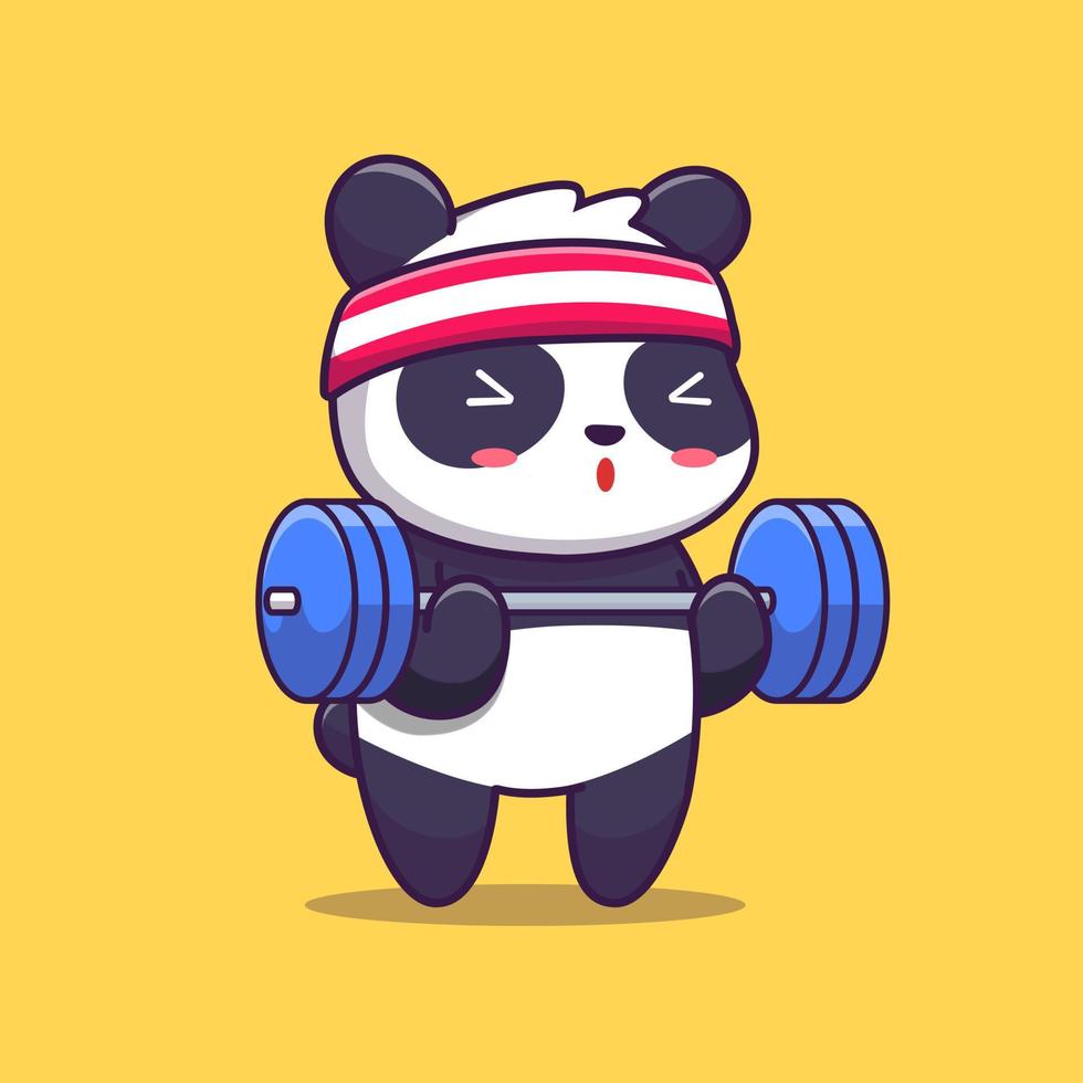 Ilustración de icono de vector de dibujos animados lindo panda gimnasio. concepto de icono de deporte animal vector premium aislado. estilo de dibujos animados plana